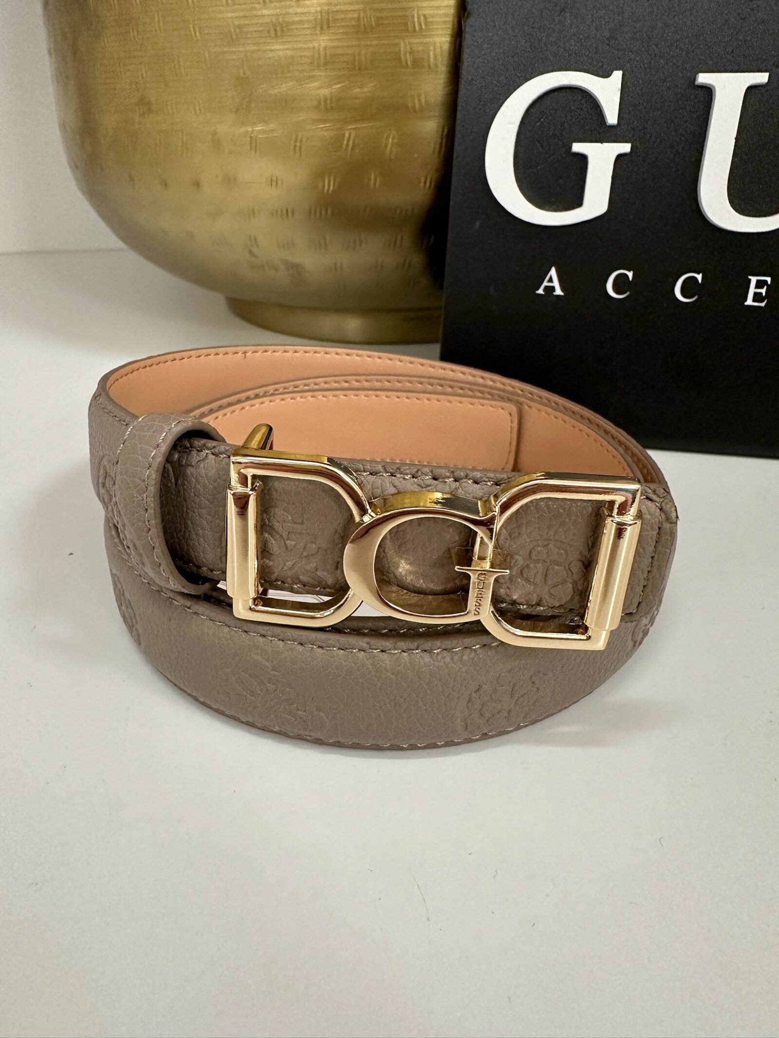 Guess Belt Anise Logo Dark Taupe Guess 1169