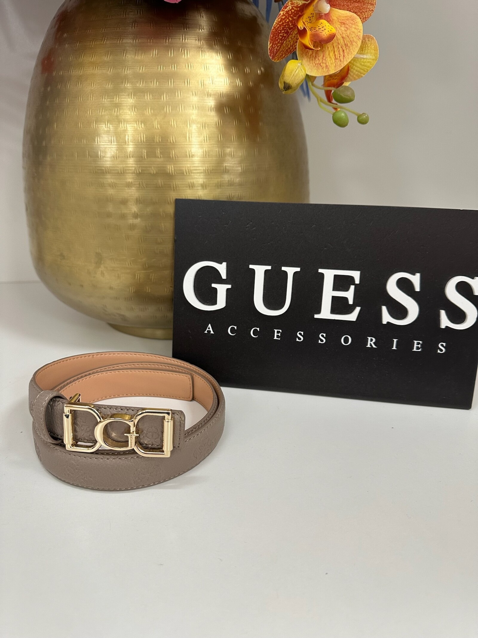 Guess Belt Anise Logo Dark Taupe Guess 1169