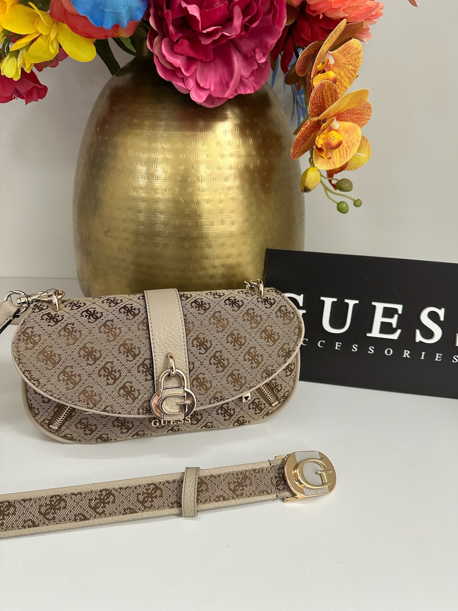 Guess Belt Jessa Latte Logo Guess 1130