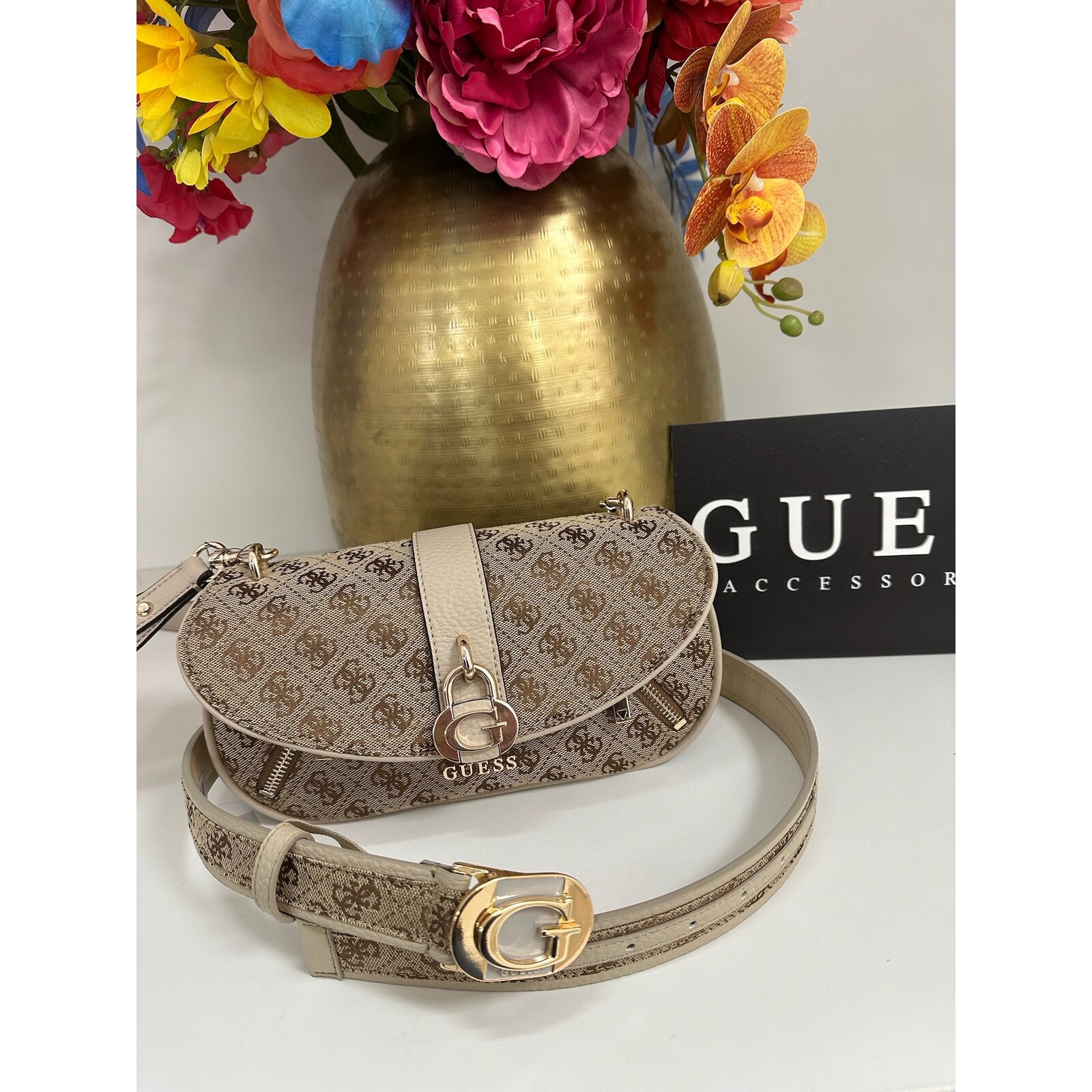 Guess Belt Jessa Latte Logo Guess 1130