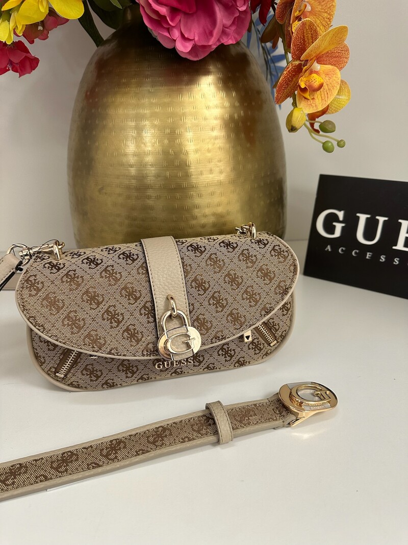 Crossbody Flap Bag Jessa Latte Logo Guess 1157