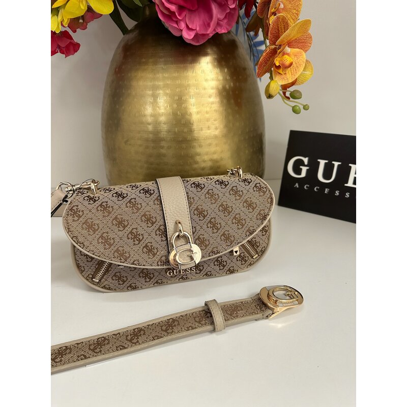 Crossbody Flap Bag Jessa Latte Logo Guess 1157