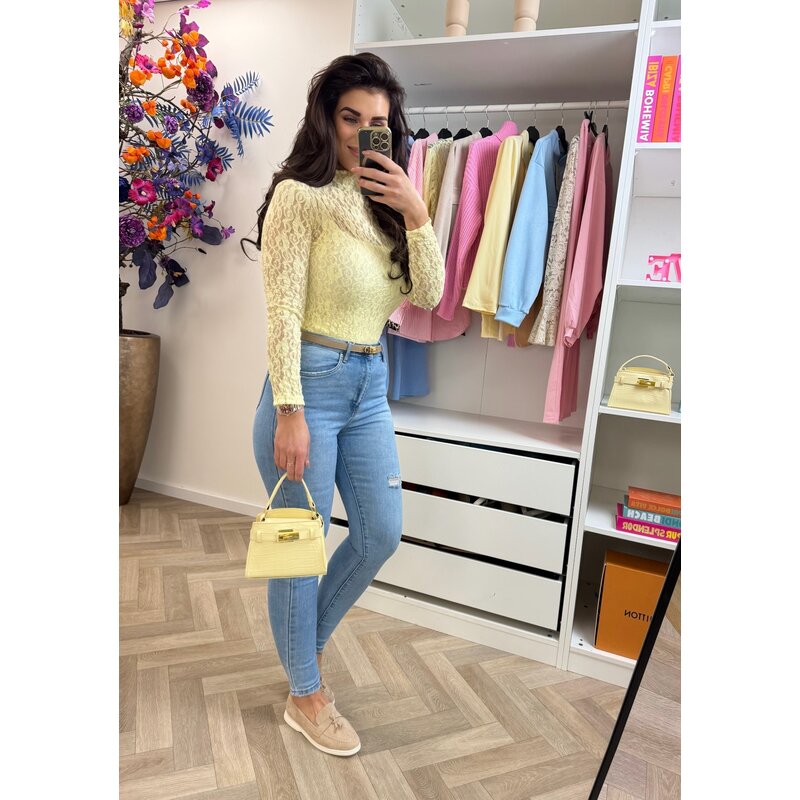 Top Lace high neck Yellow