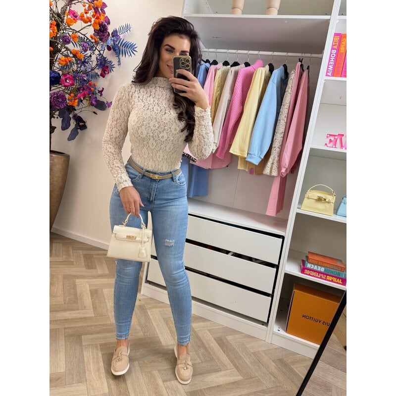Body Lace high neck Beige