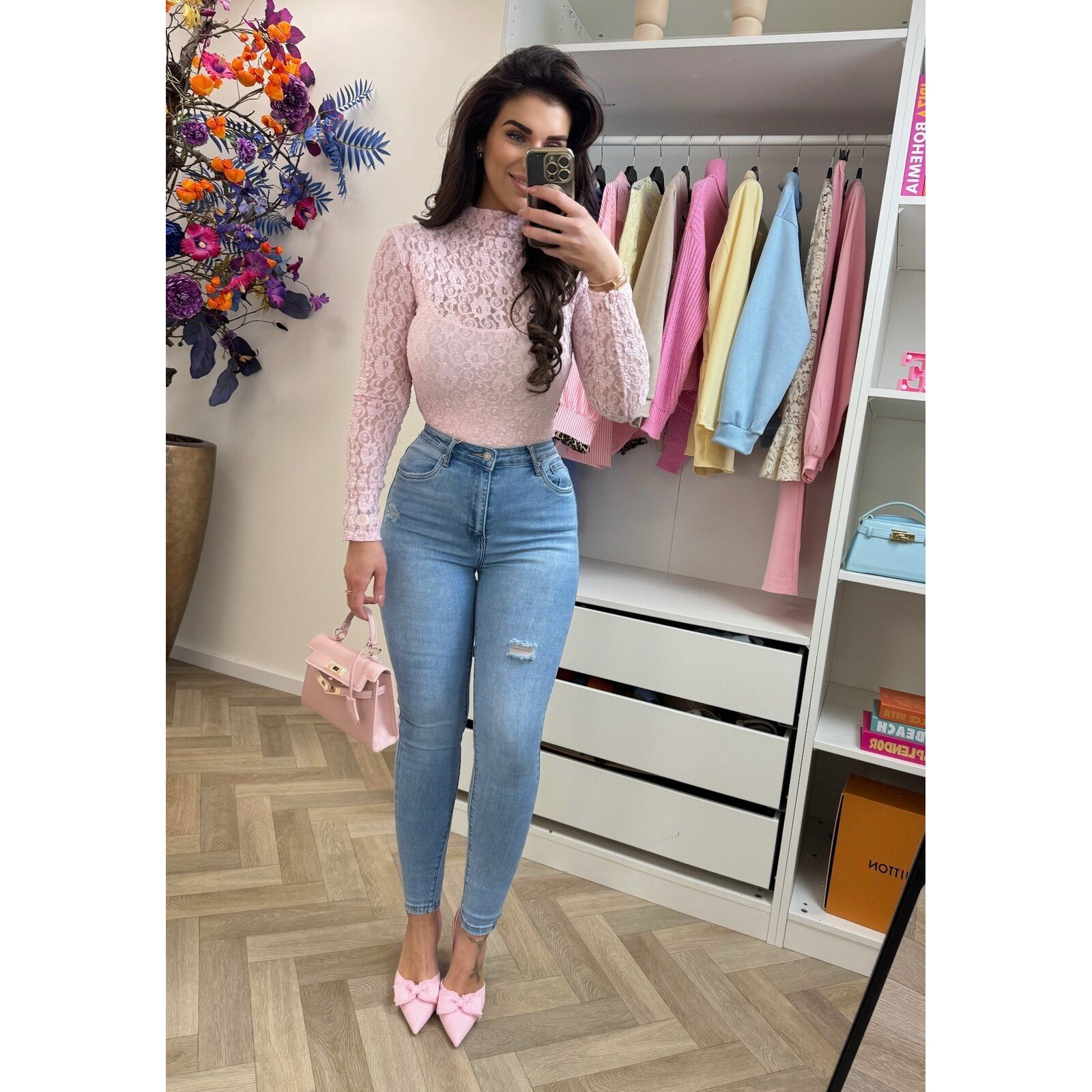 Body Lace high neck Pink