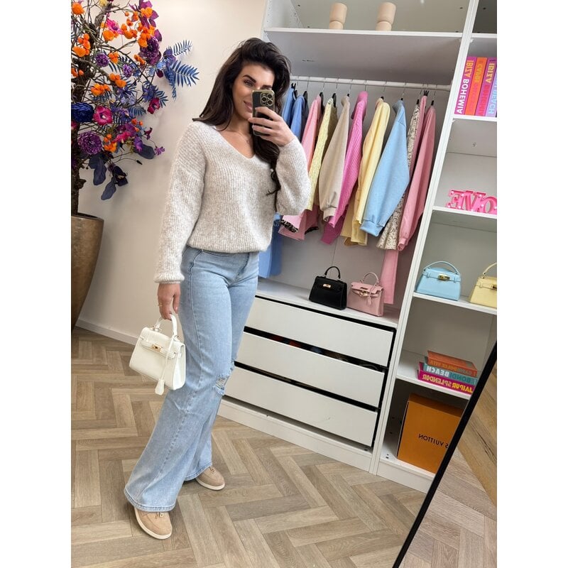 Sweater Paris v-hals Beige