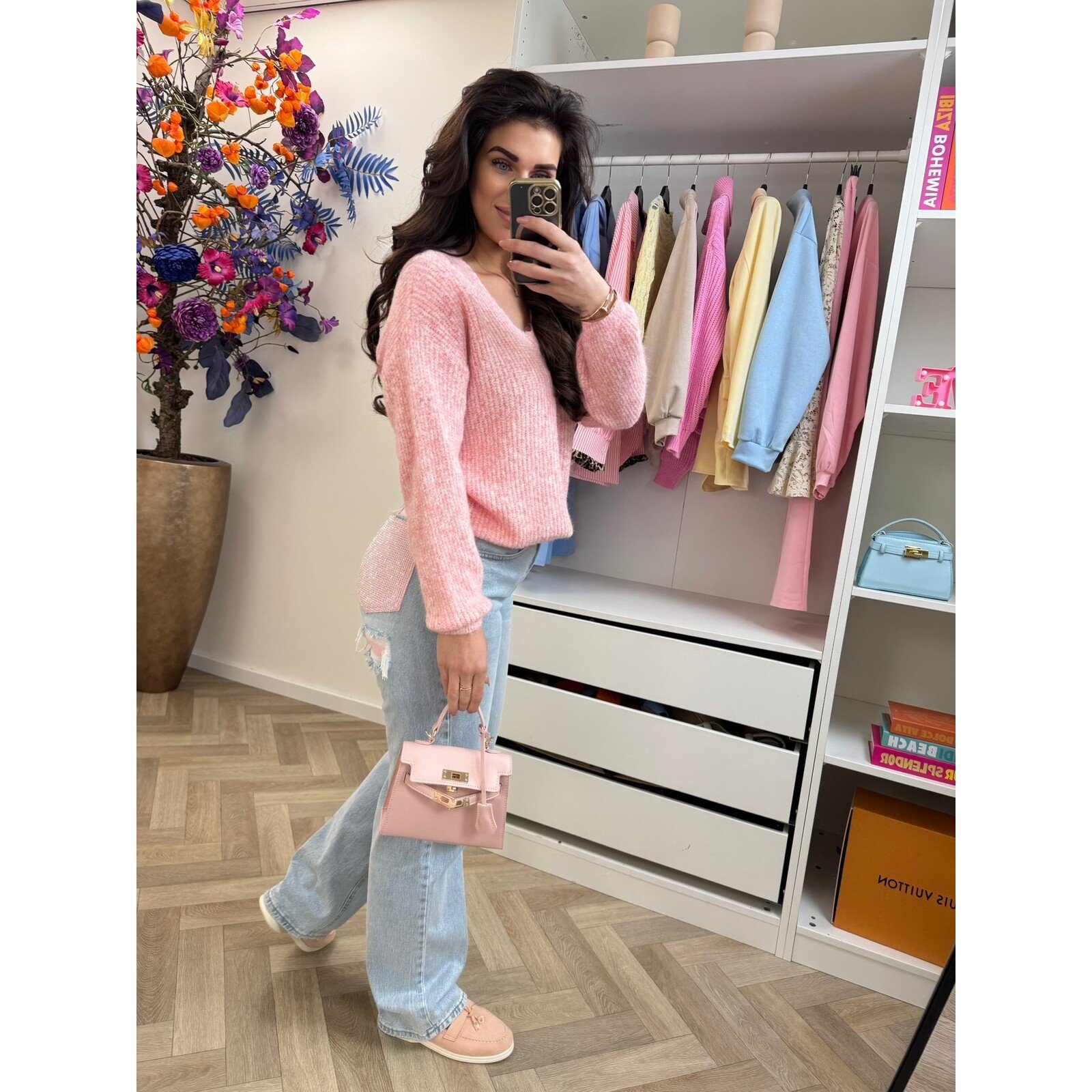 Sweater Paris v-hals Pink