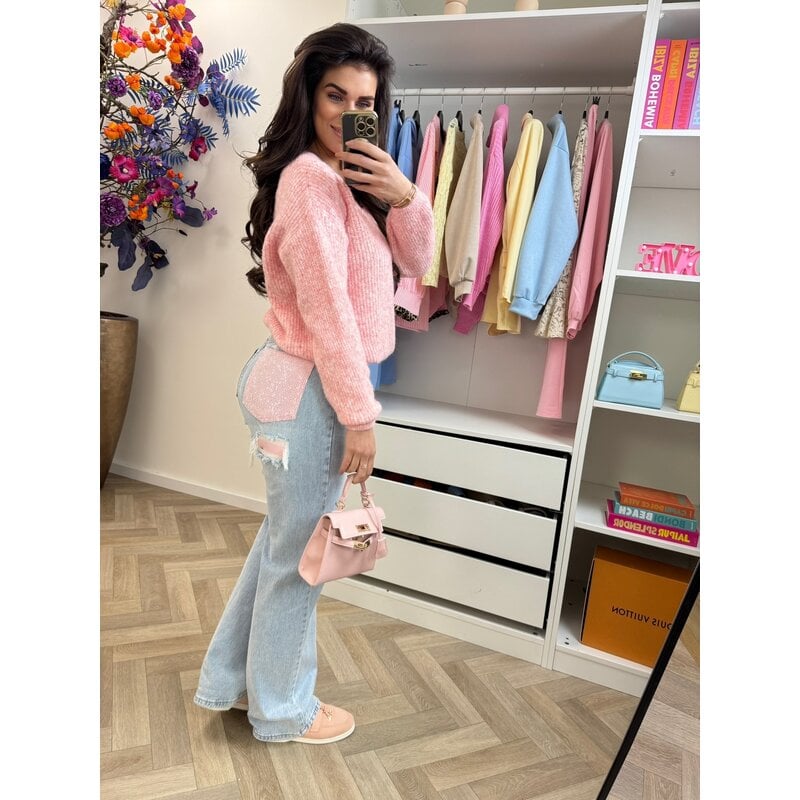 Sweater Paris v-hals Pink
