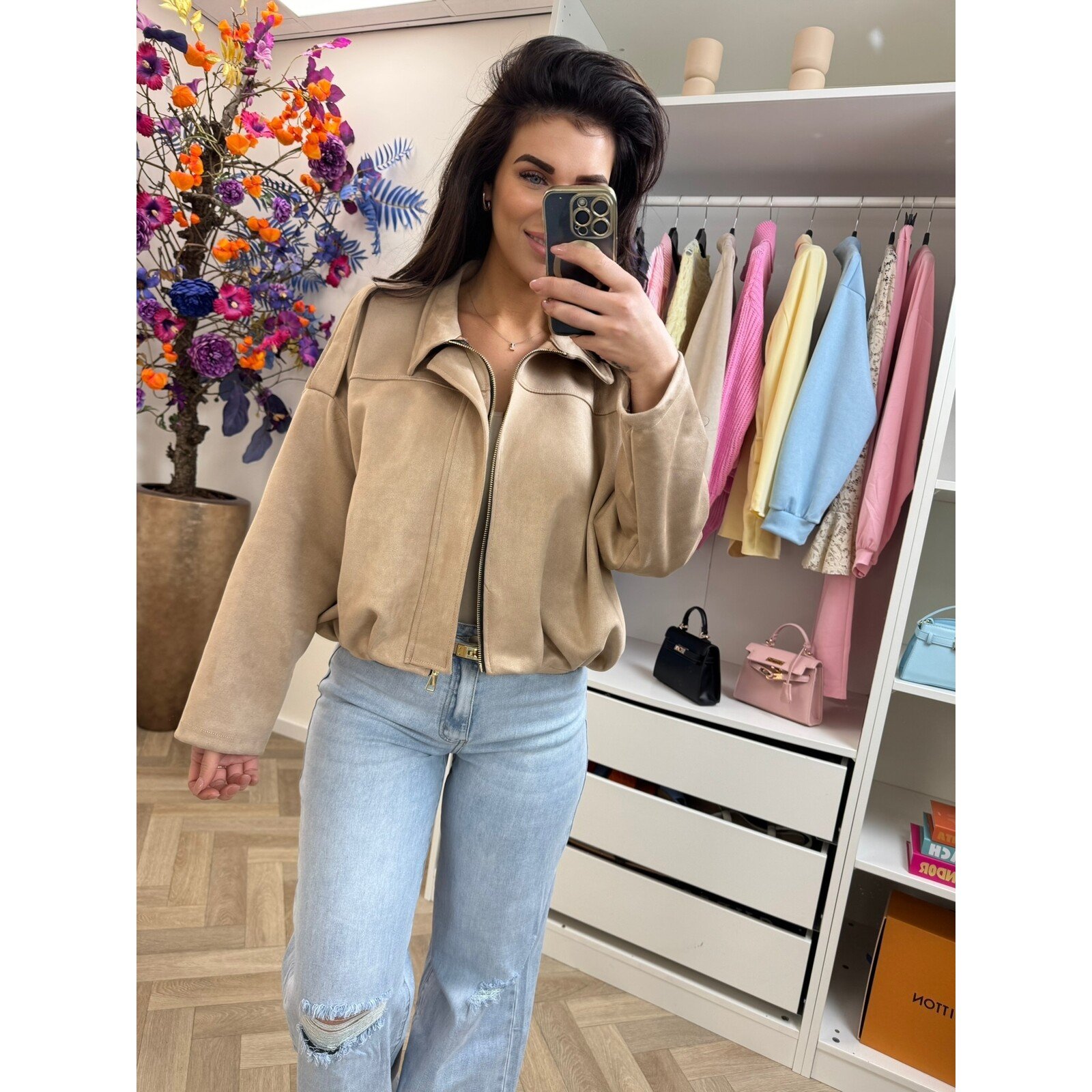 Jacket suede Giorgina Camel