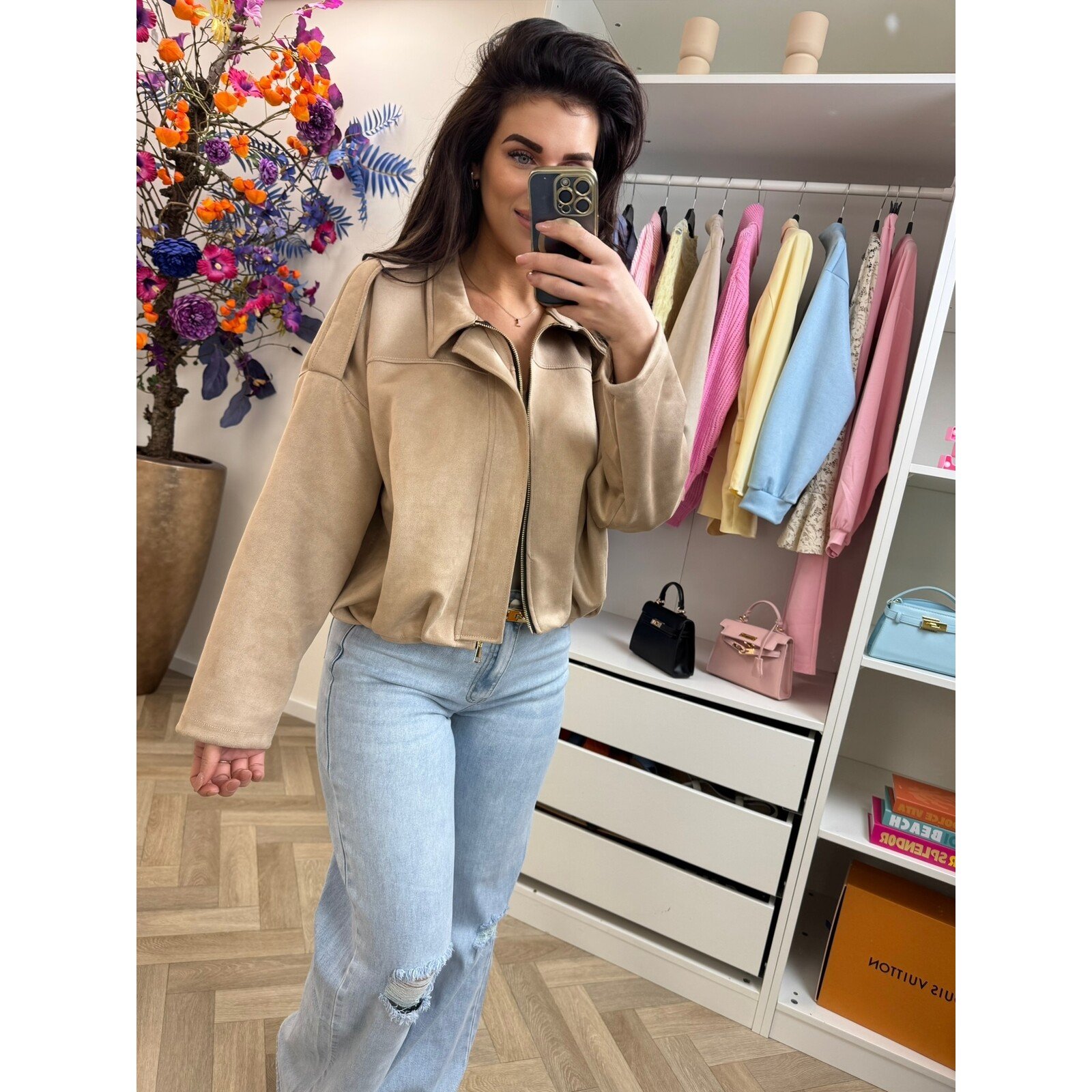Jacket suede Giorgina Camel