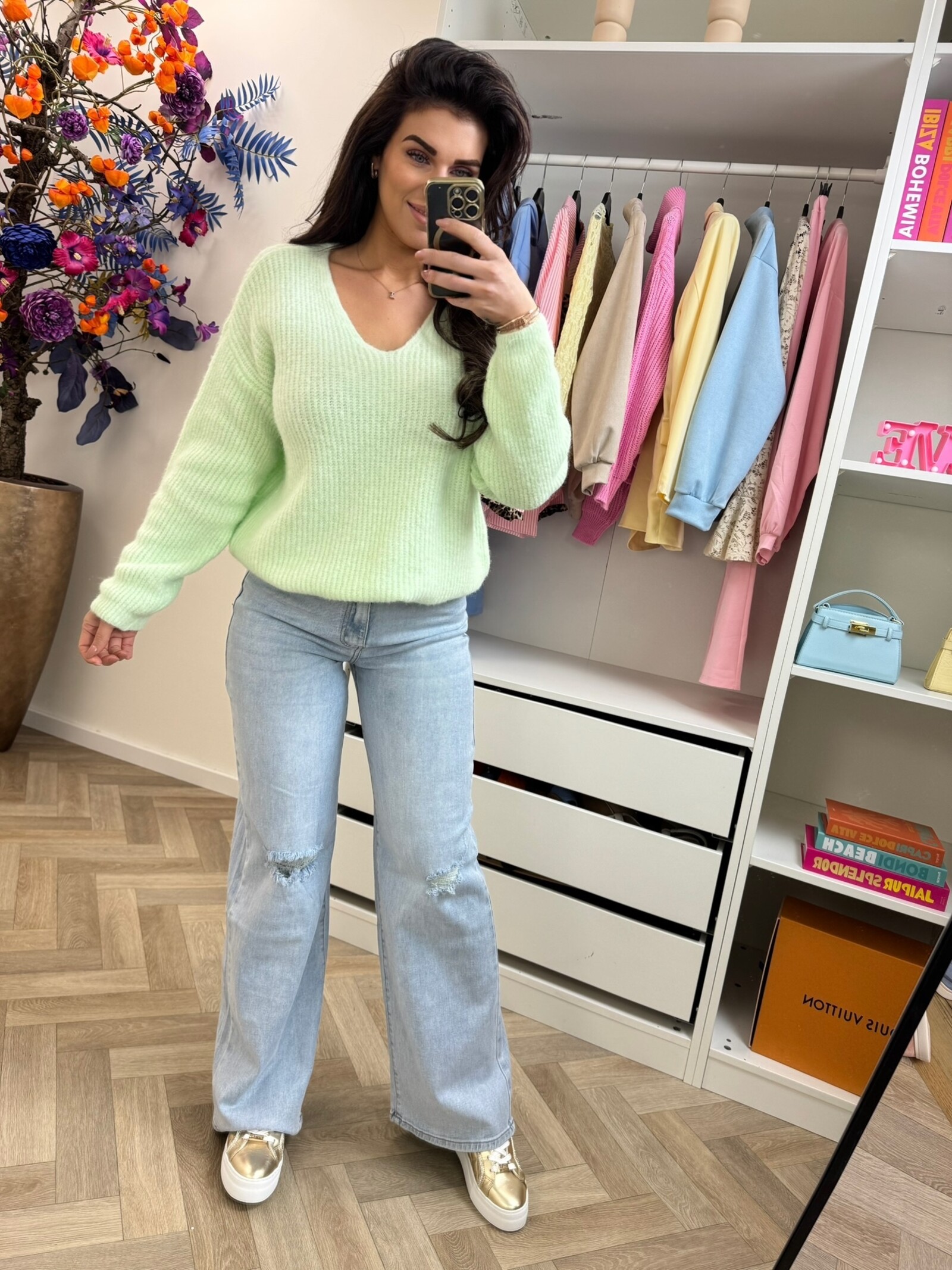 Sweater Paris v-hals Mint