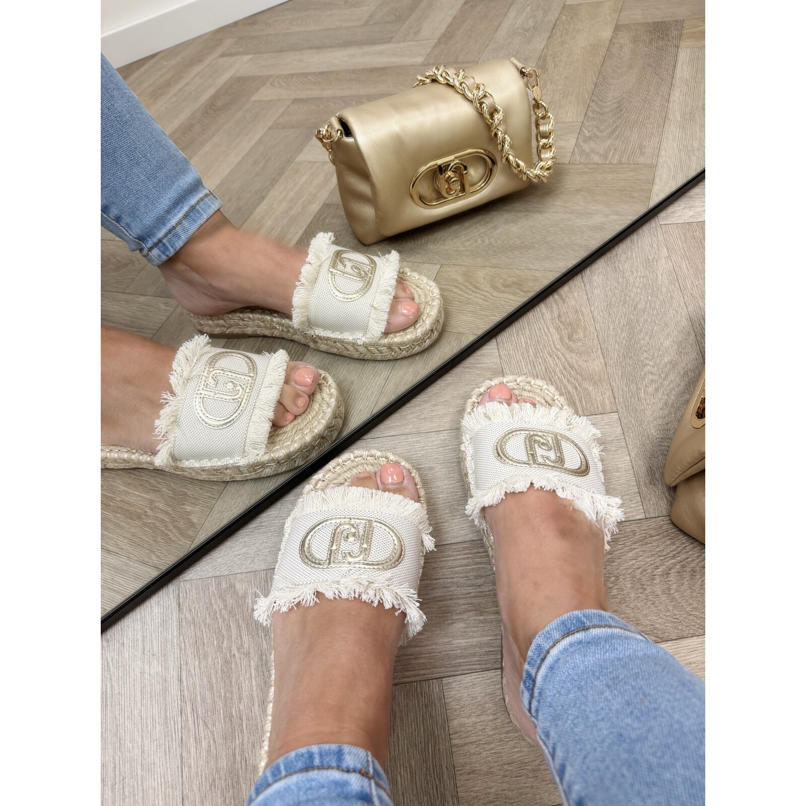 Liu-Jo Slippers Paros Canvas Metallic Gold Liu Jo 1905