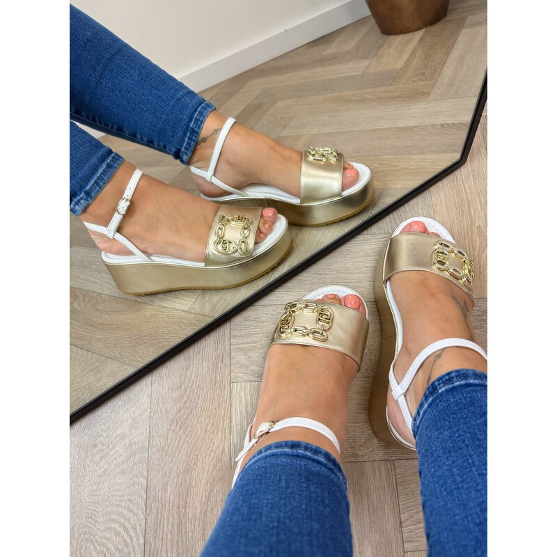 Sandal Flo Calf Leather Gold Liu Jo 1878