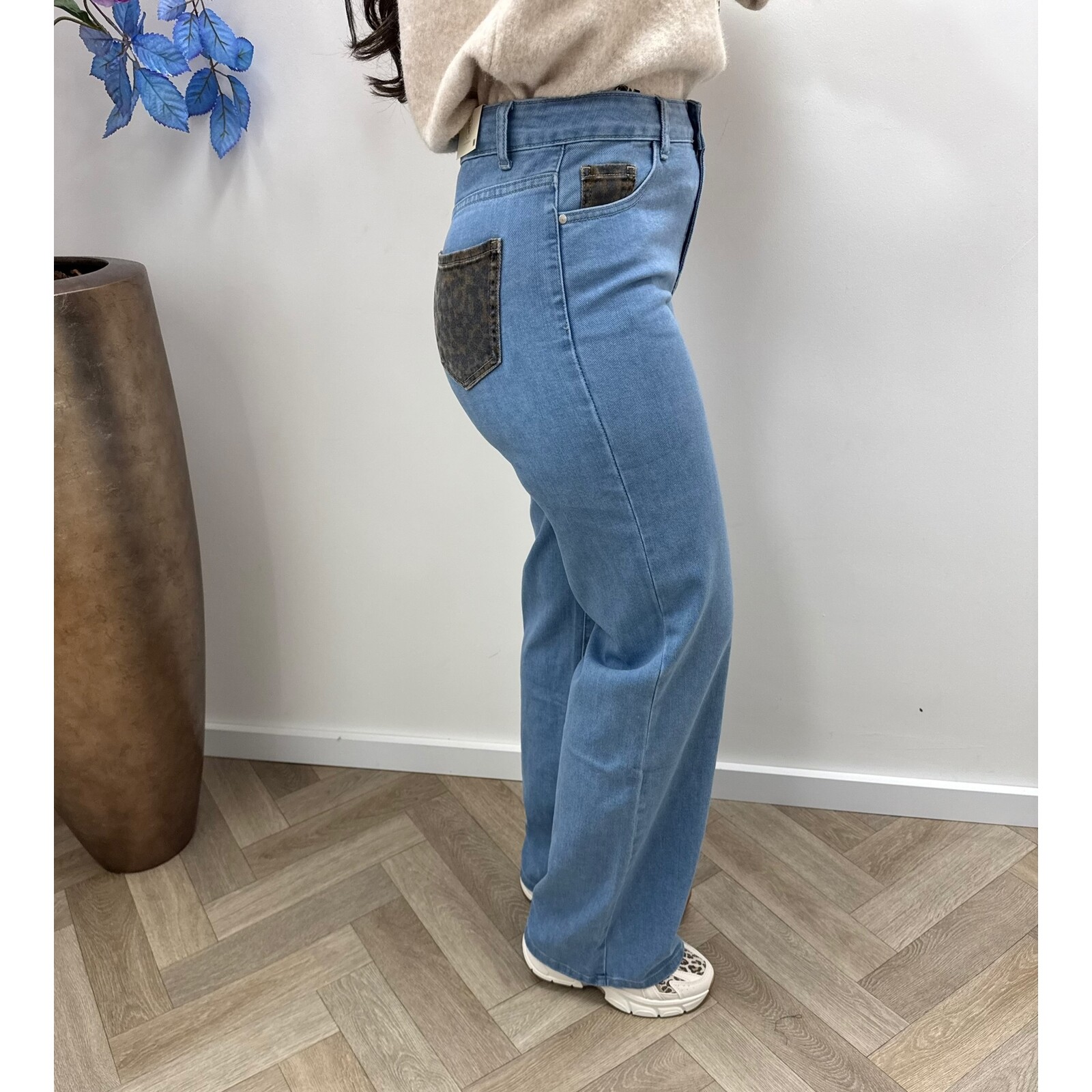 Jeans Folyrose leopard light blue FY-10588-D