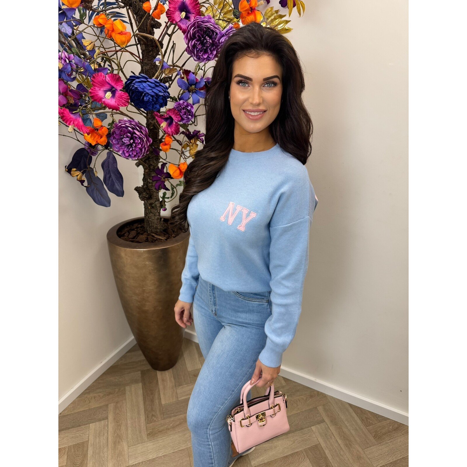 Sweater NY AM1078 Blue Pink