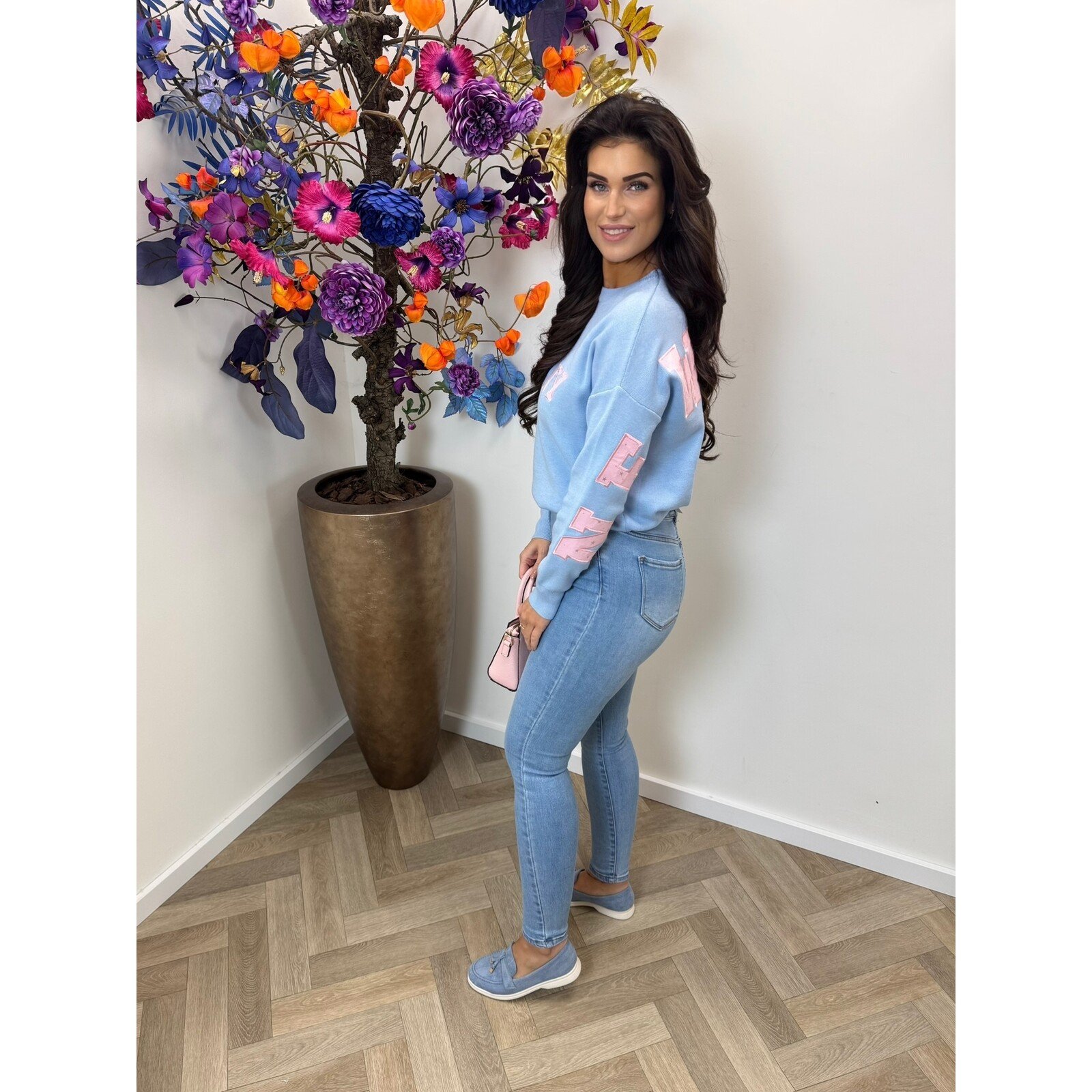 Sweater NY AM1078 Blue Pink