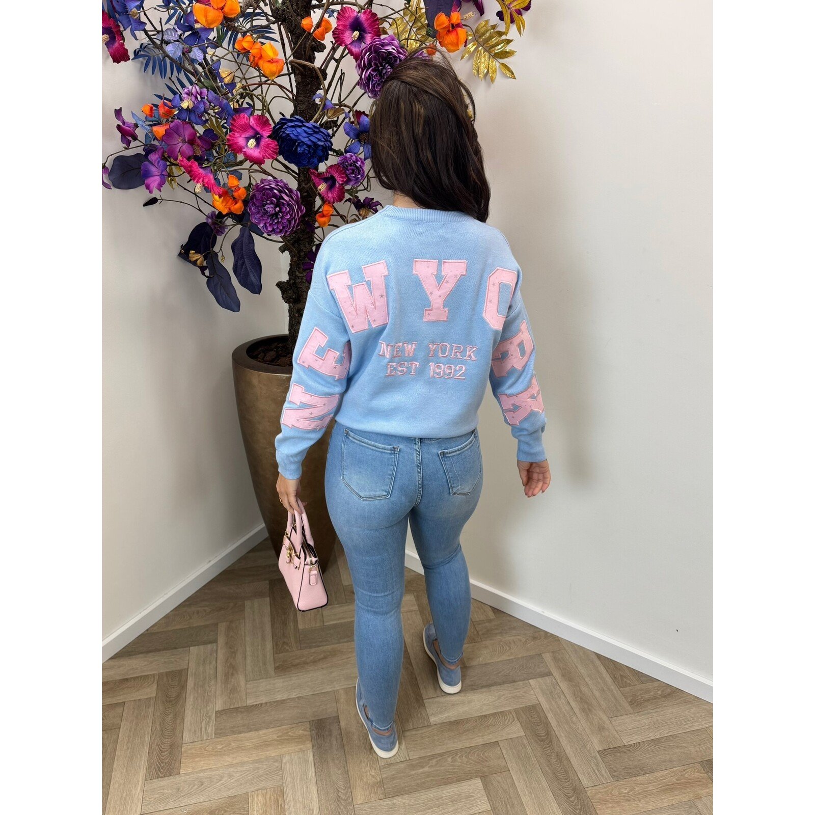 Sweater NY AM1078 Blue Pink