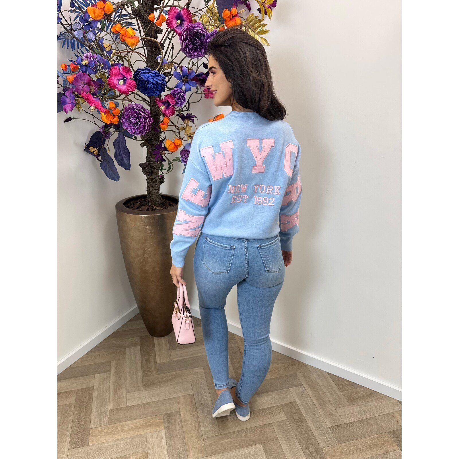 Sweater NY AM1078 Blue Pink