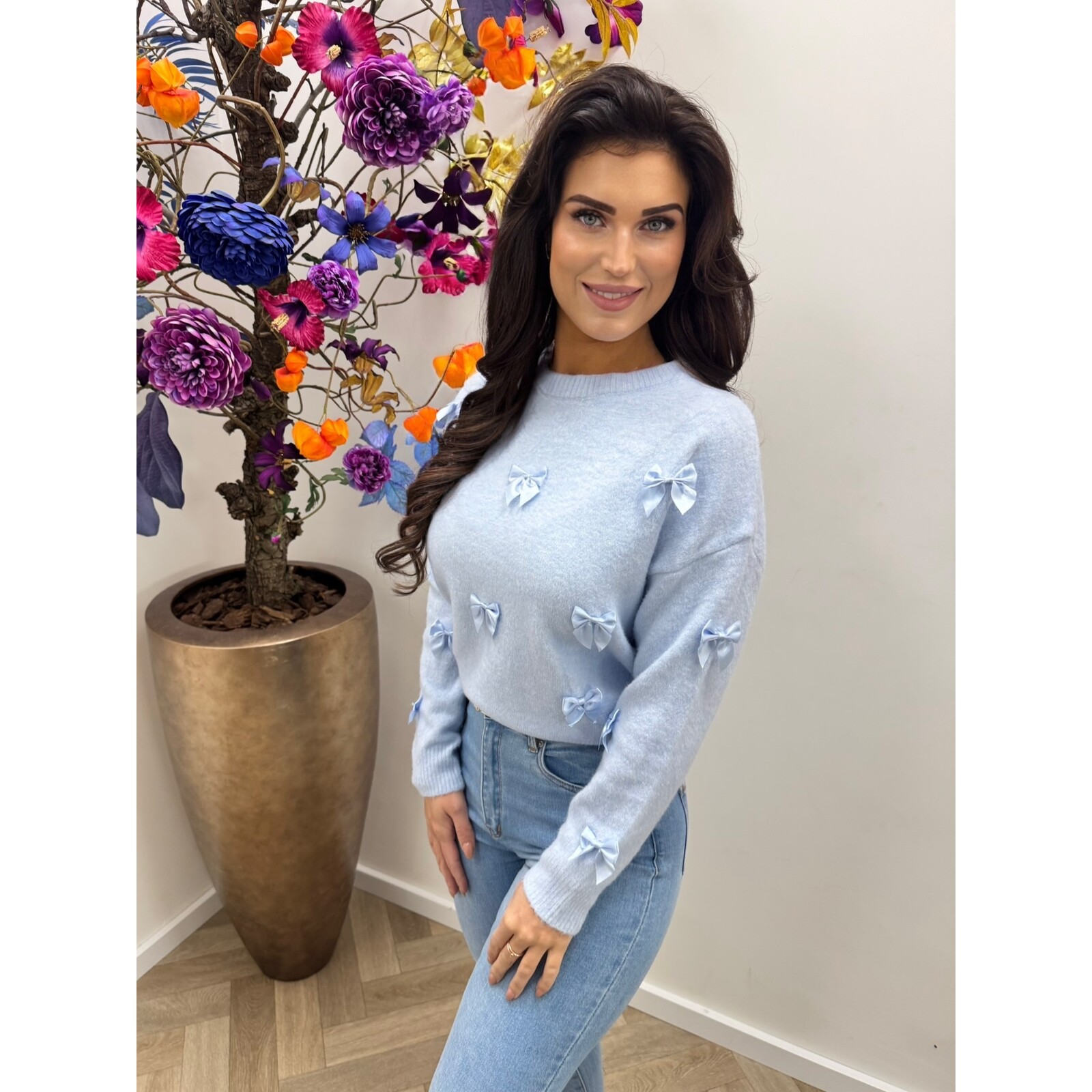 Trui Satin Bow AM1092 Light Blue