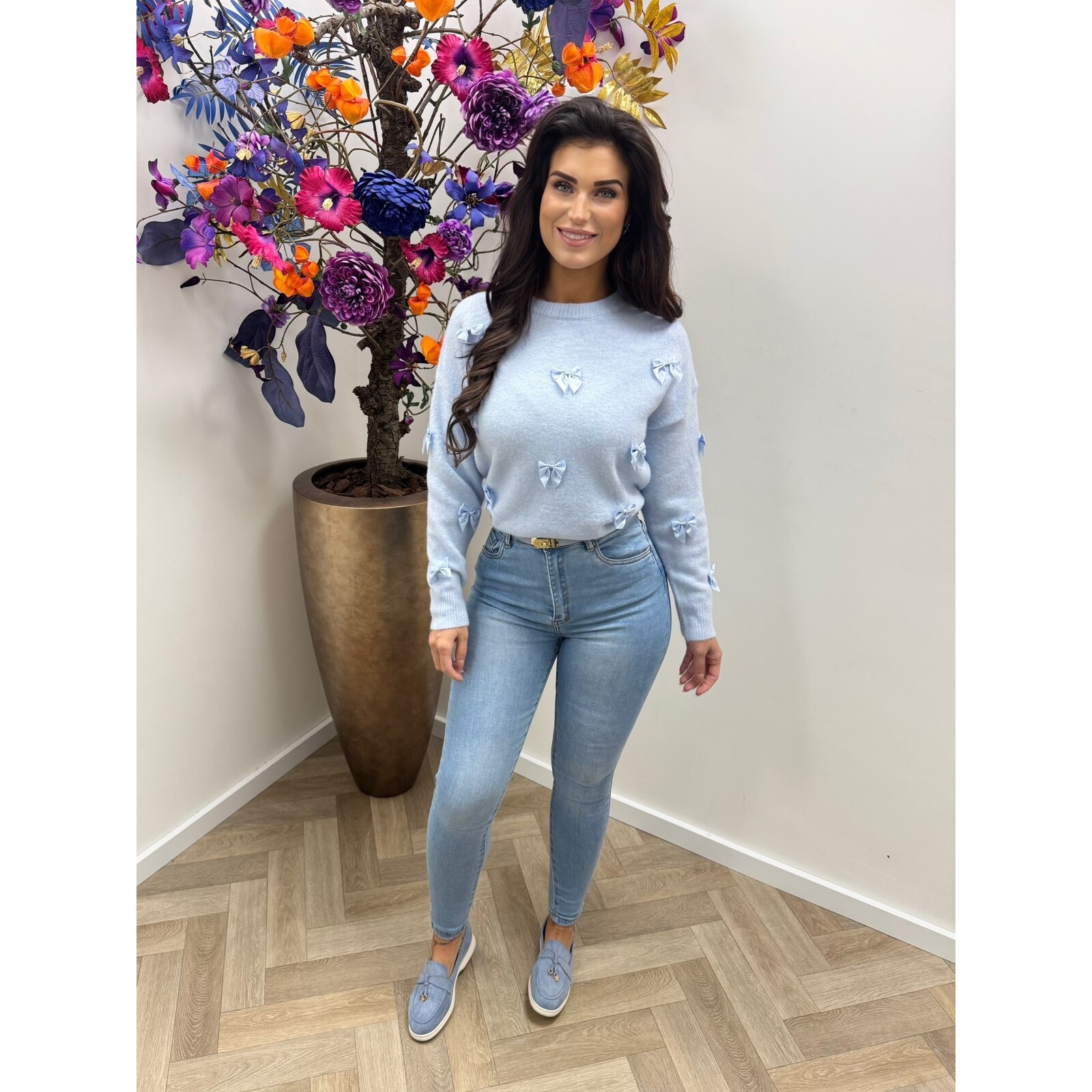 Trui Satin Bow AM1092 Light Blue