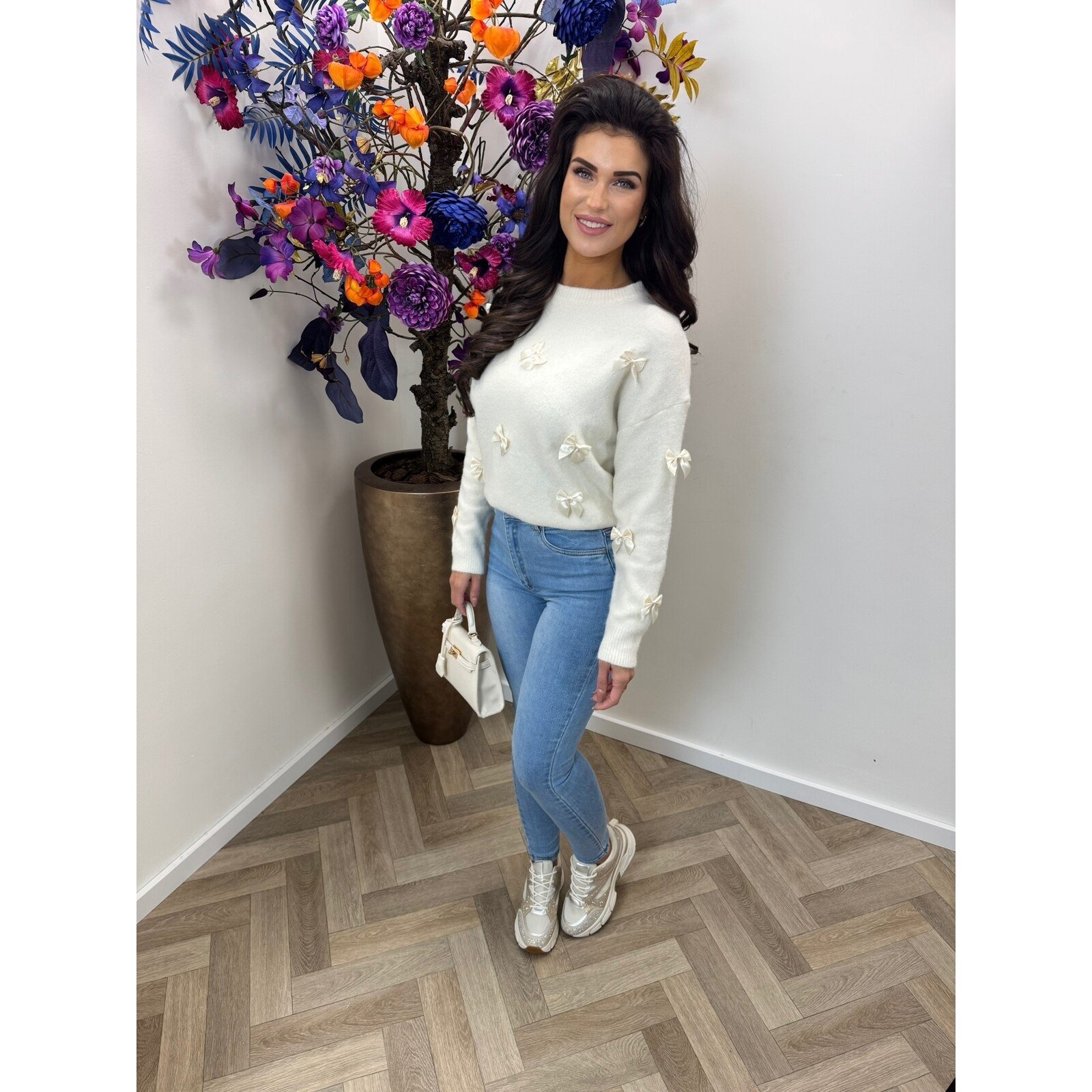 Trui Satin Bow AM1092 Beige