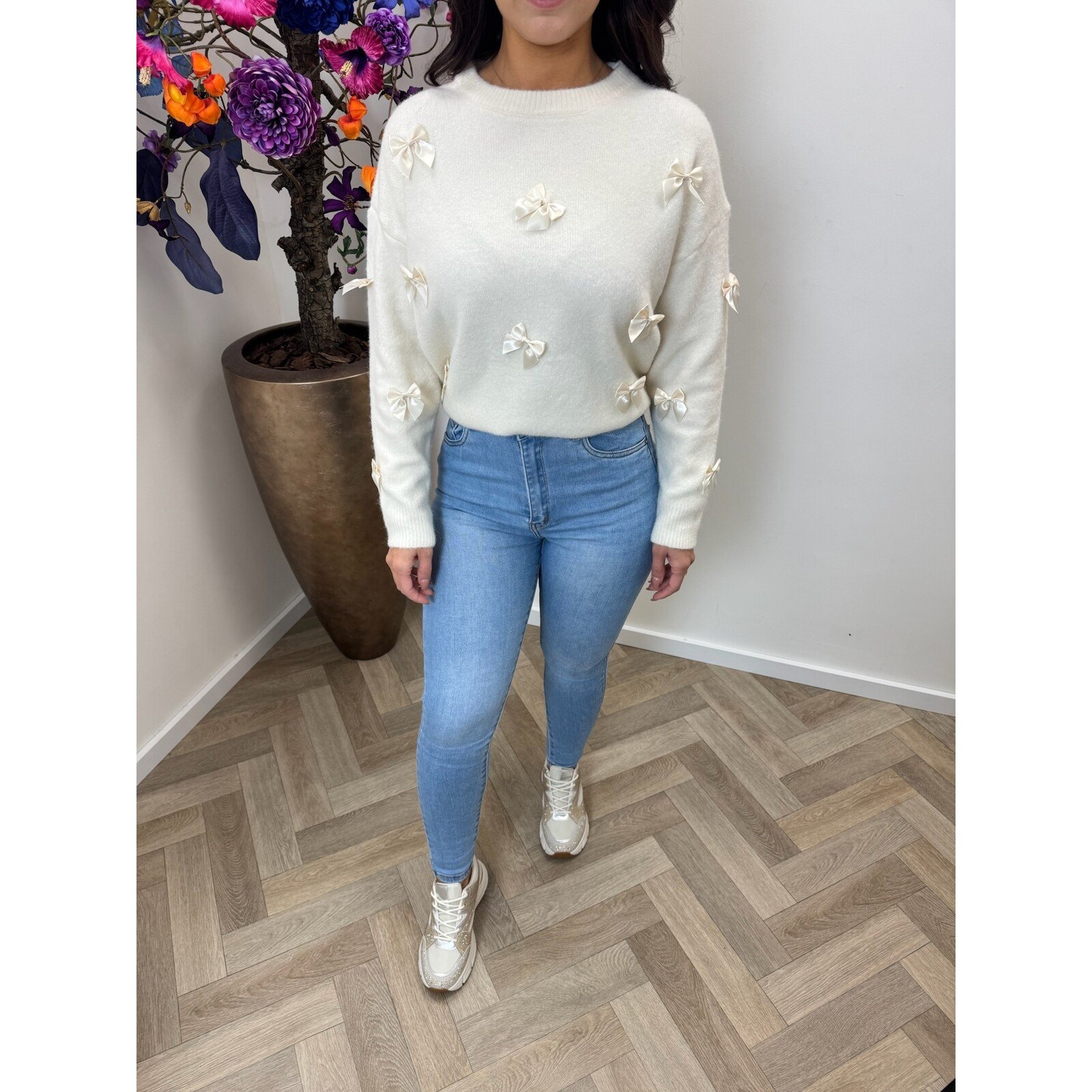 Trui Satin Bow AM1092 Beige