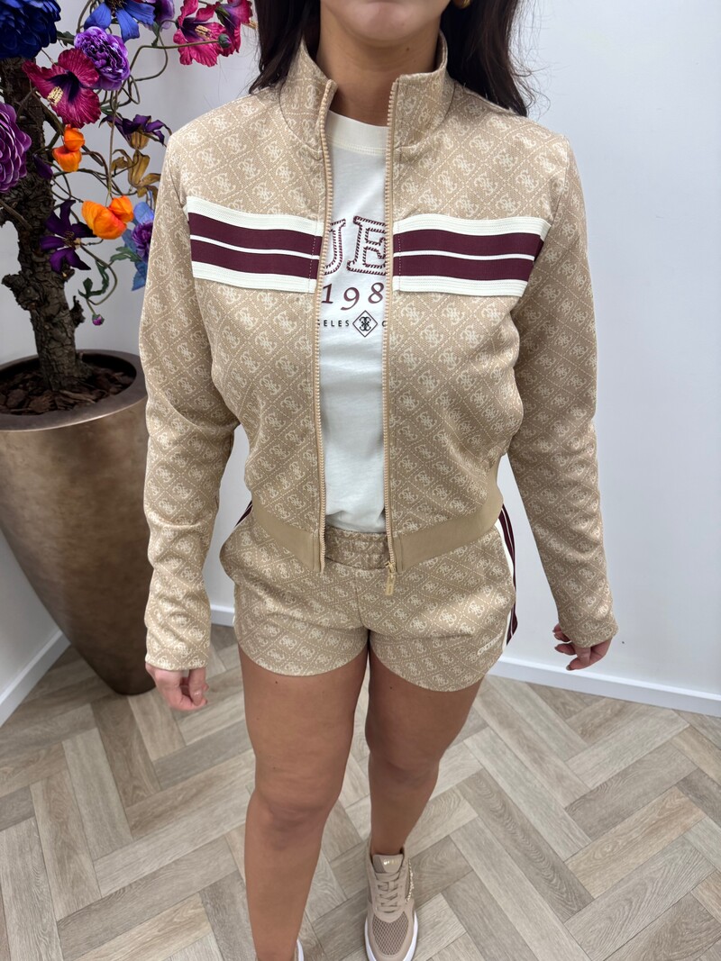 Zip Jacket Allover Logo Beige Guess 1125