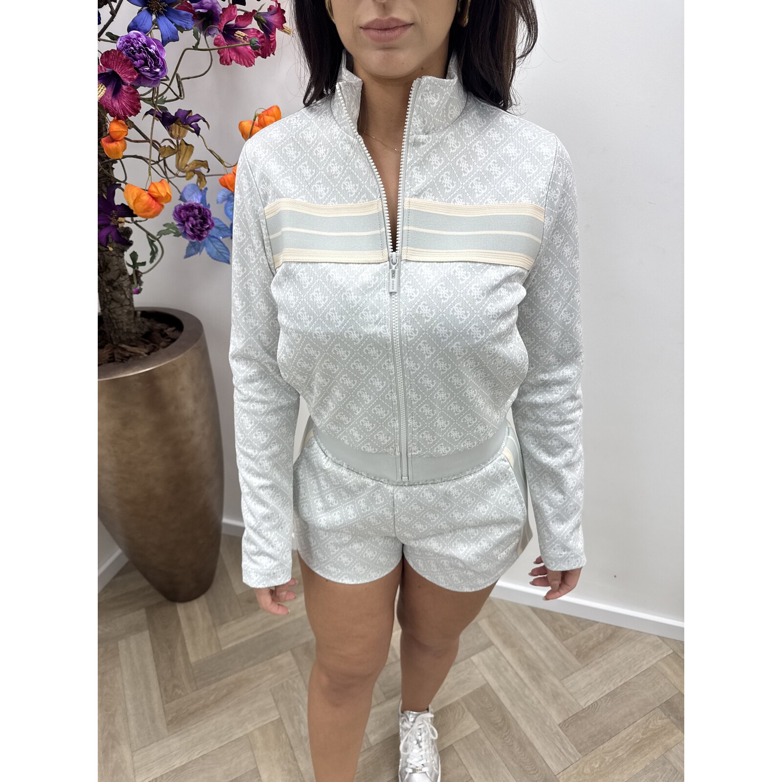 Guess Zip Jacket Allover Logo Mint Guess 1127