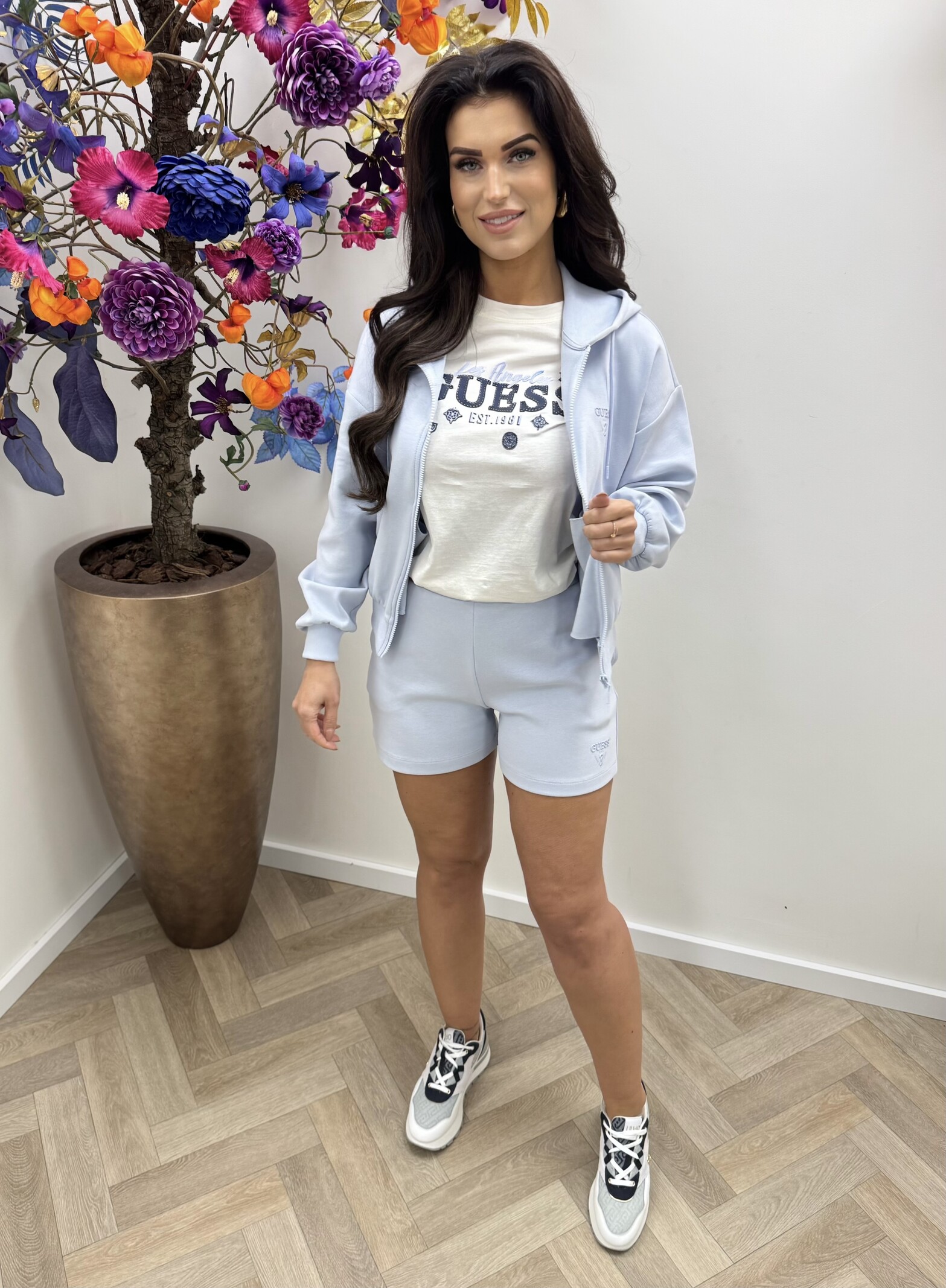 Guess Zip Jacket Habi Scuba Light Blue Guess 1124