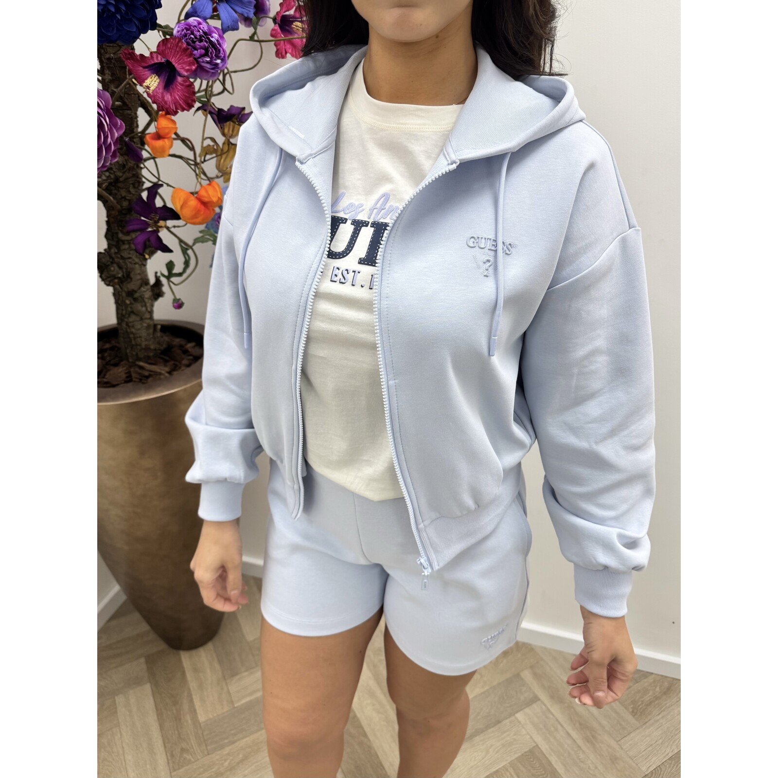 Guess Zip Jacket Habi Scuba Light Blue Guess 1124