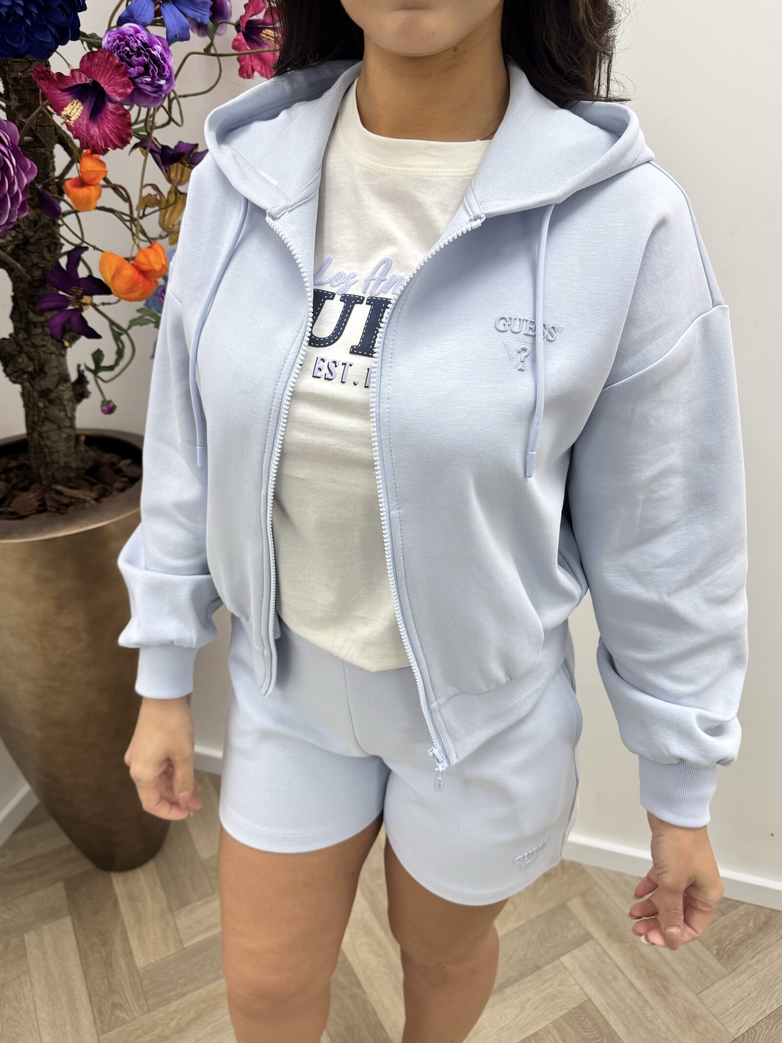 Guess Zip Jacket Habi Scuba Light Blue Guess 1124