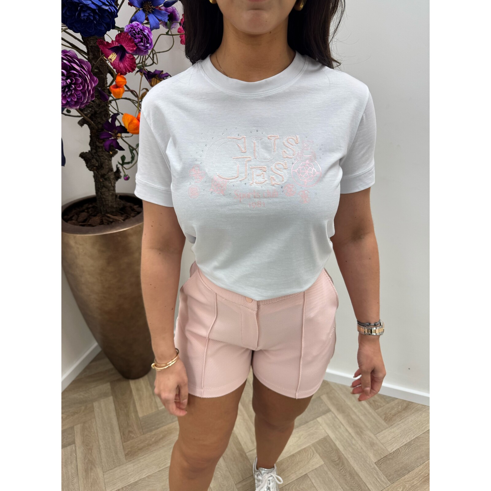 Guess T-shirt Solange White Pink  Guess 1113