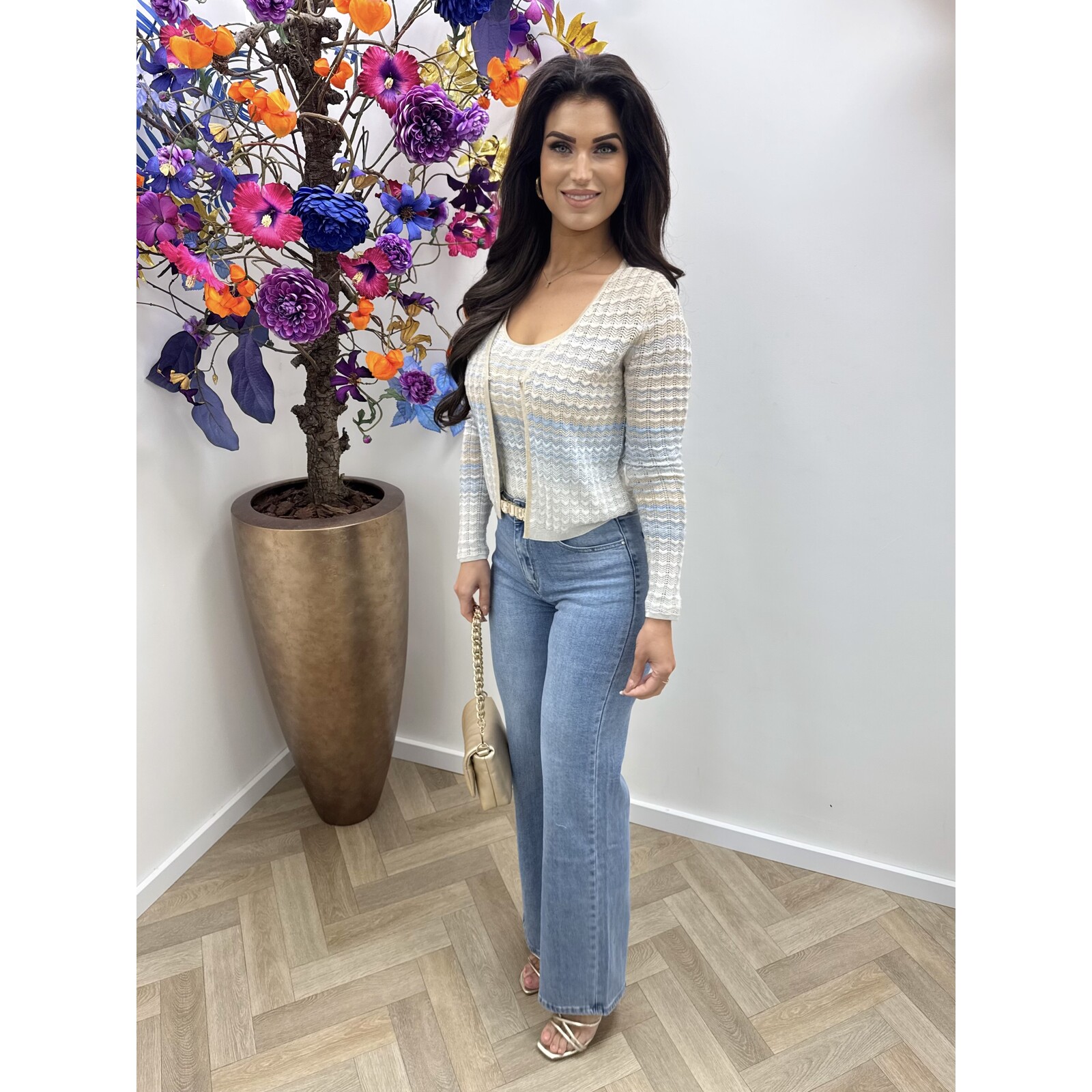 Guess Vest Rosalyn Zigzag Light Blue Guess 1172