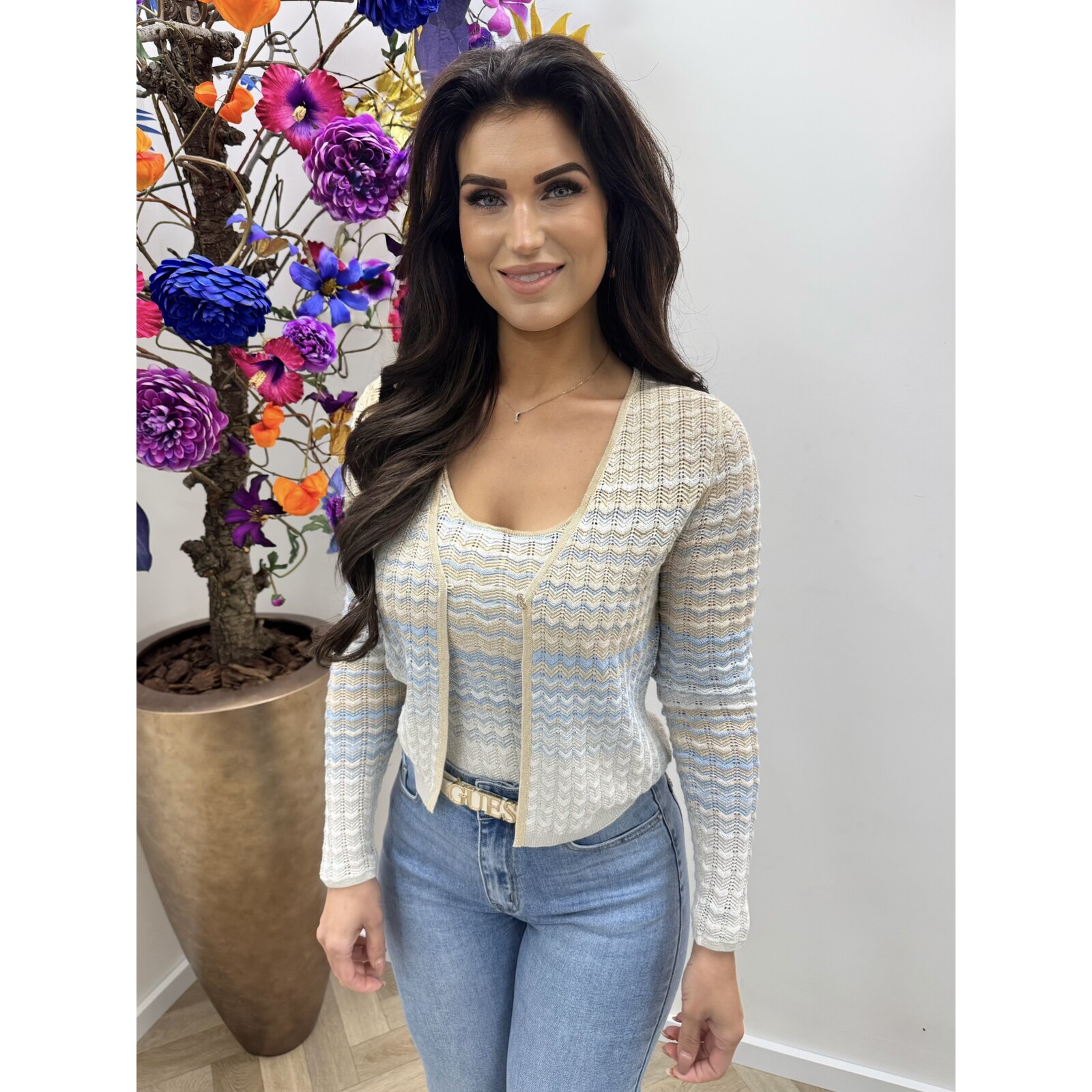 Guess Vest Rosalyn Zigzag Light Blue Guess 1172