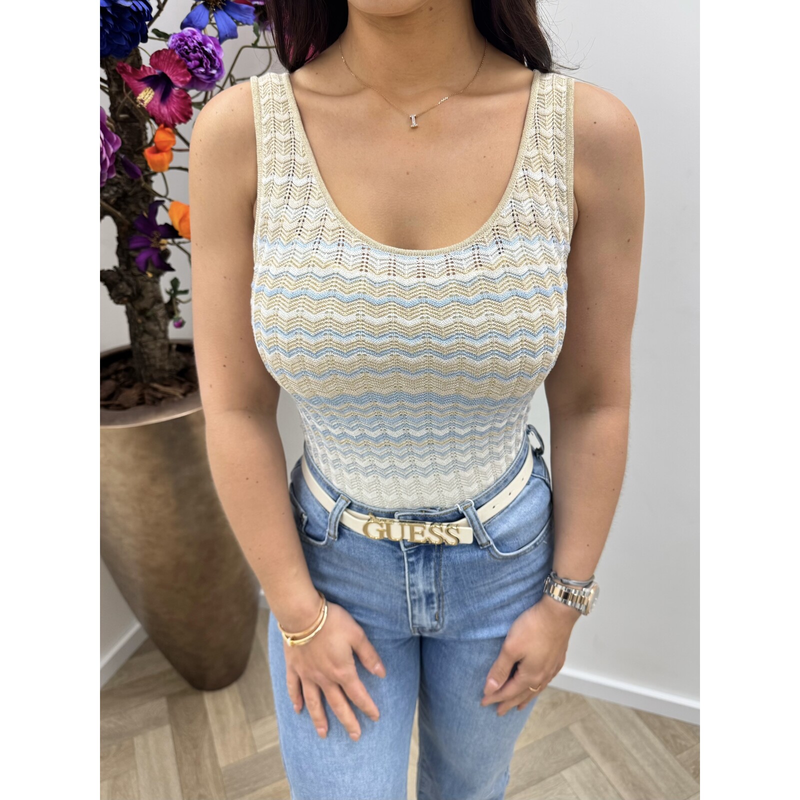 Guess Tank Top Rosalyn Zigzag light blue Guess 1171