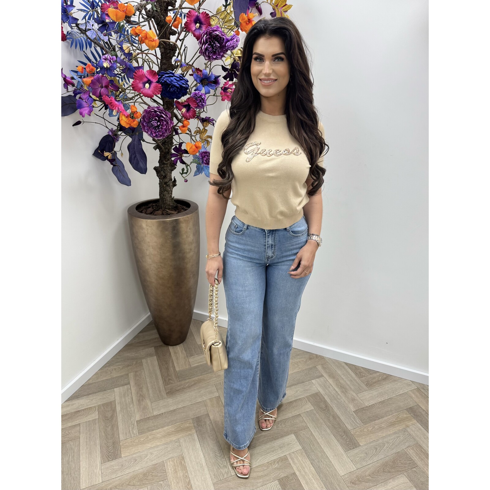 Guess Top Margaret Logo Taupe Guess 1092