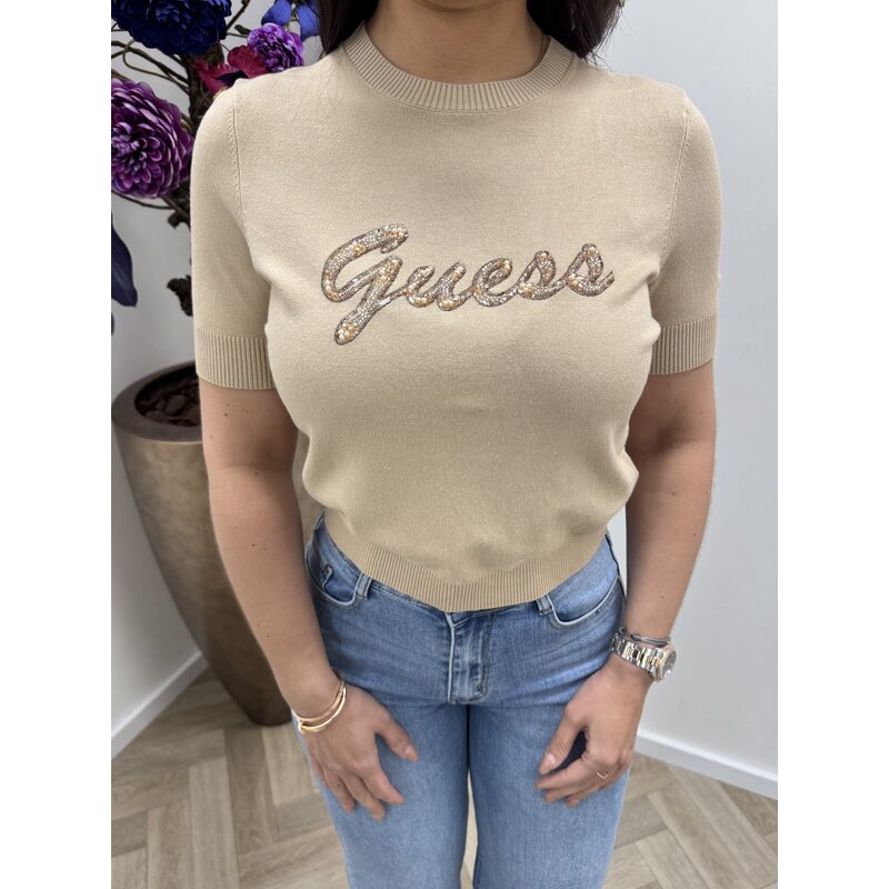 Top Margaret Logo Taupe Guess 1092