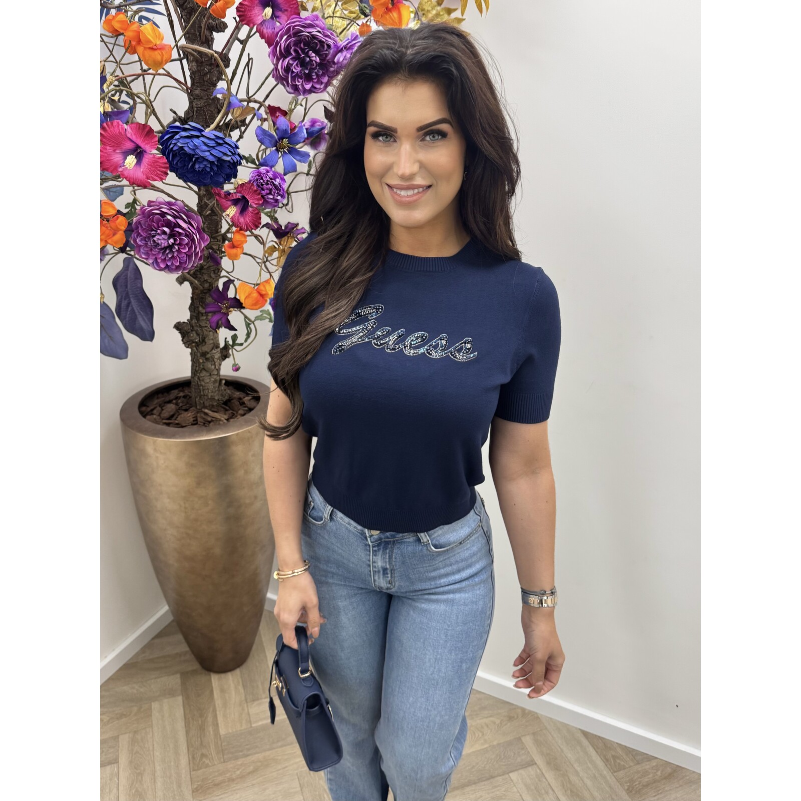 Guess Top Margaret Logo Navy Guess 1093