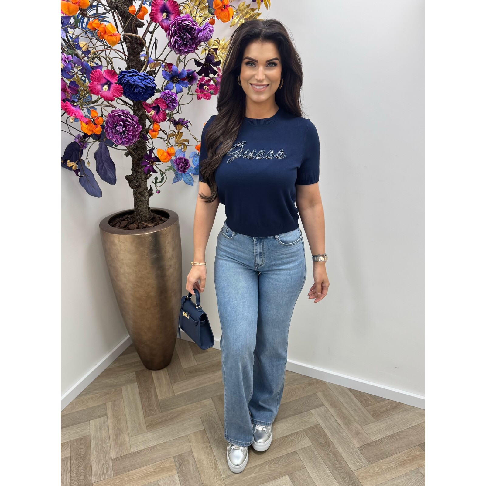 Guess Top Margaret Logo Navy Guess 1093