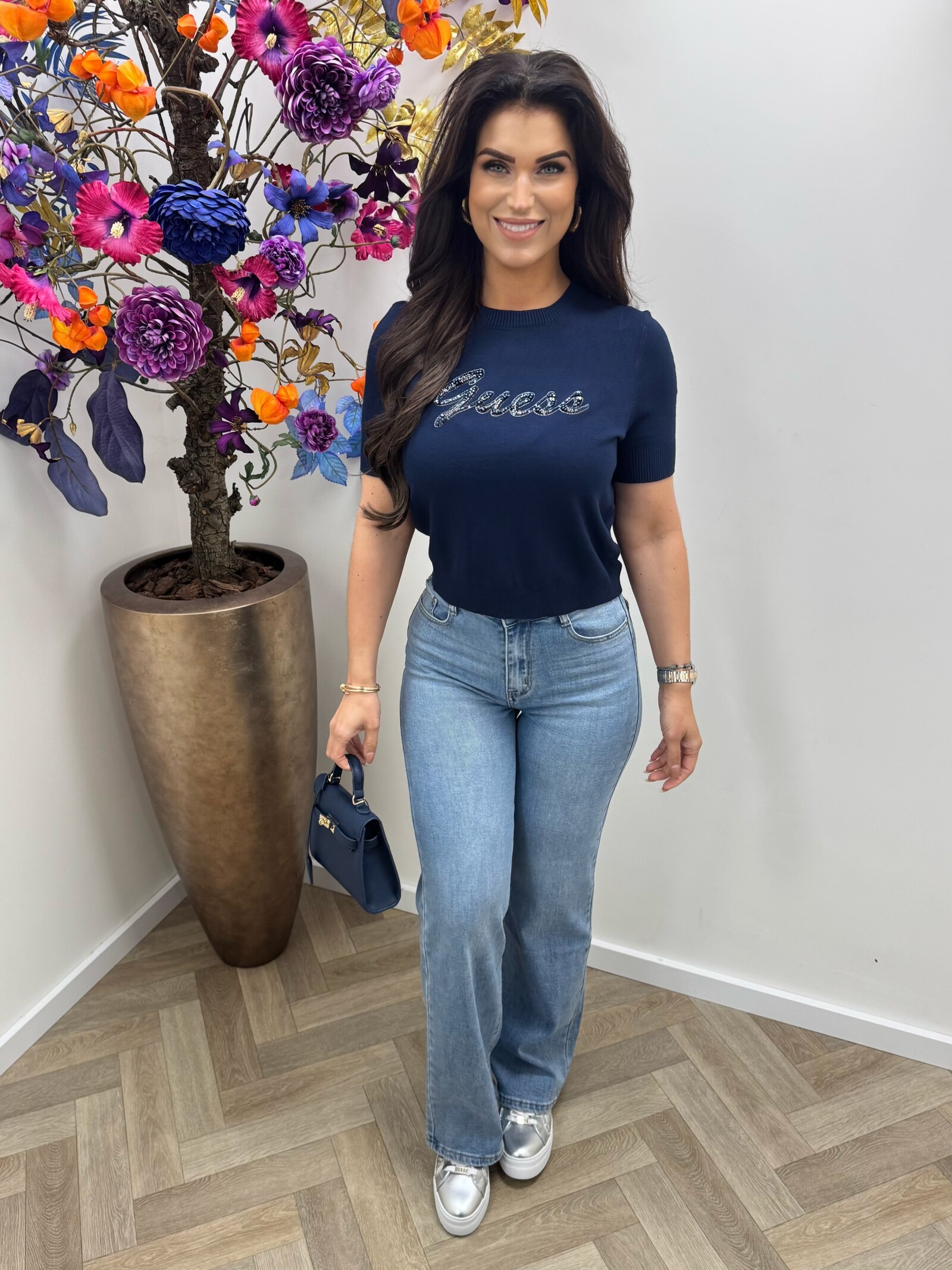 Guess Top Margaret Logo Navy Guess 1093