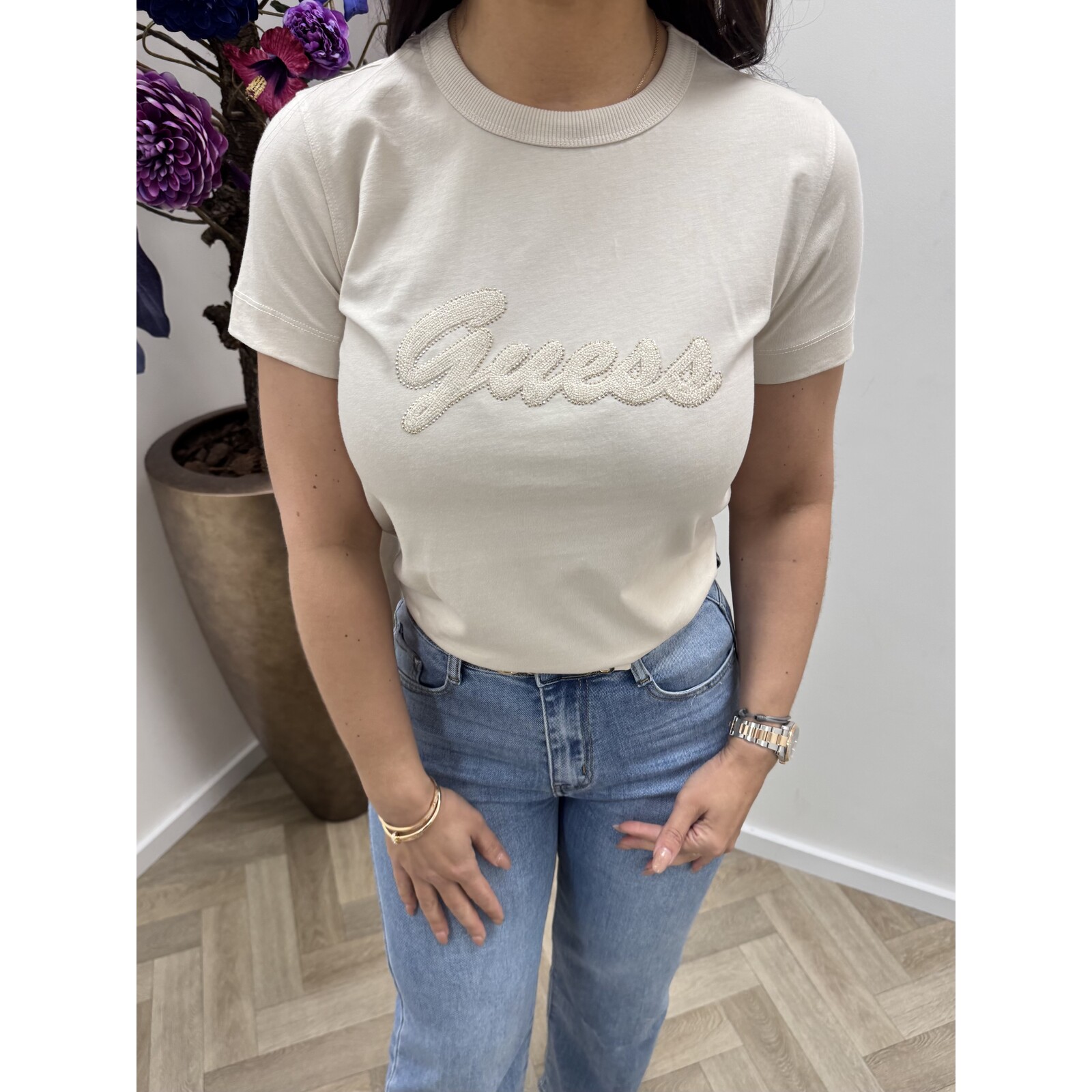 Guess T-Shirt 3D script Guess Beige 1131