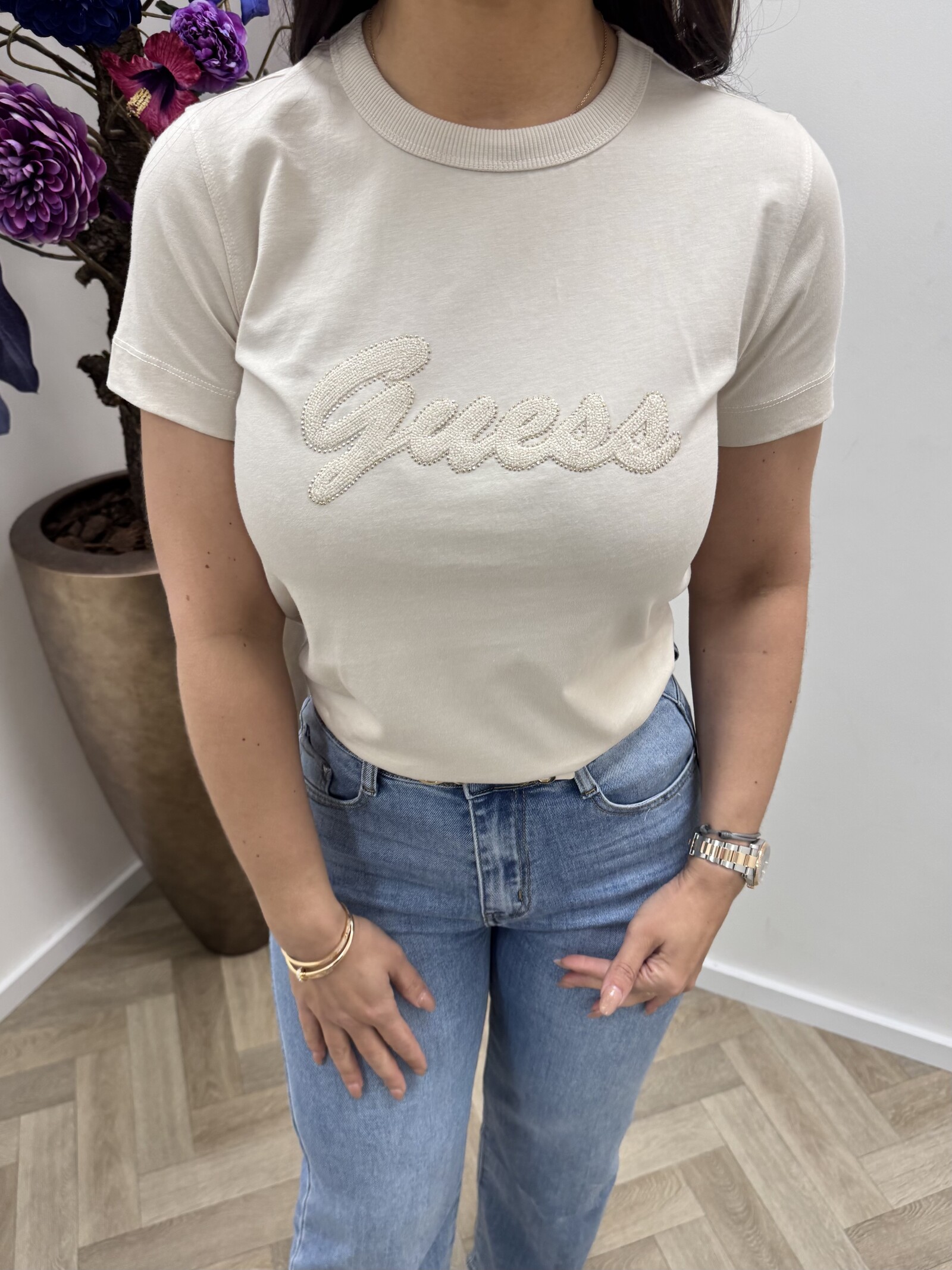 Guess T-Shirt 3D script Guess Beige 1131