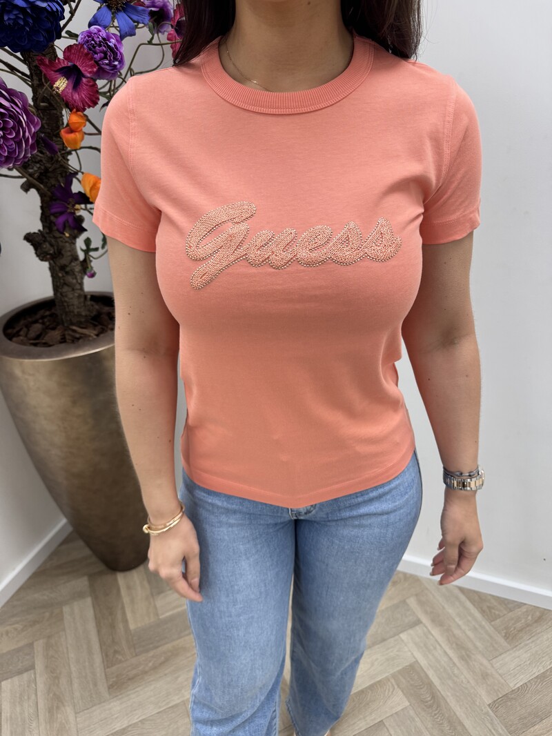 Top 3D script Guess Peach Coral 1091