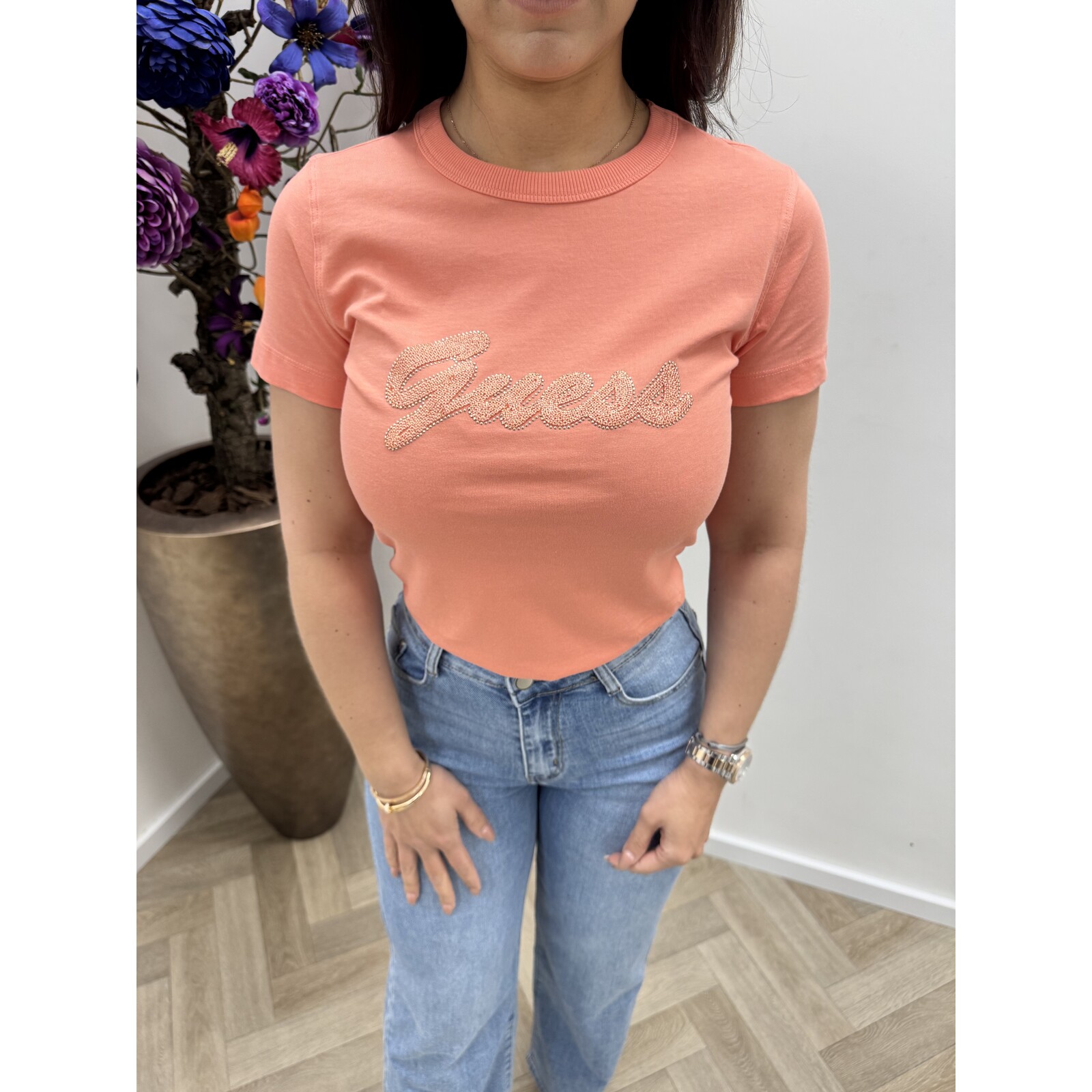 Guess Top 3D script Guess Peach Coral 1091