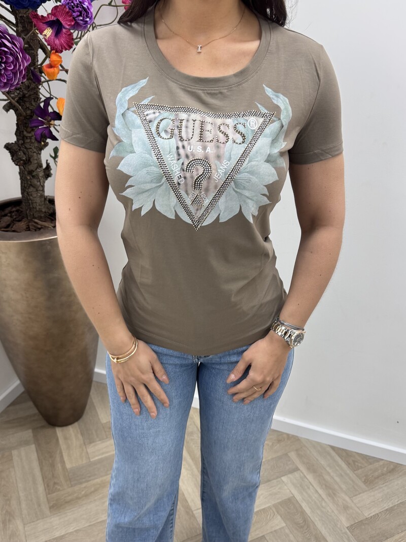 T-Shirt Triangle Flower Walnut Guess 1175