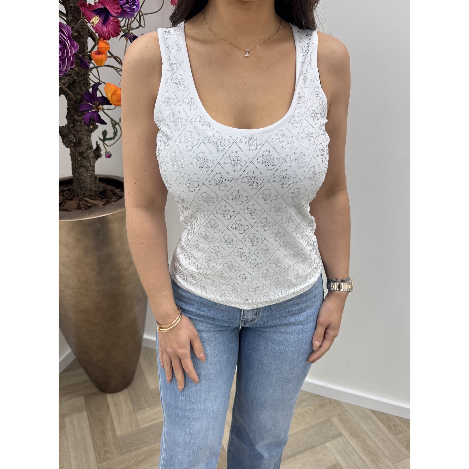 Guess Tank top Allover 4G logo Guess Pure White 1102