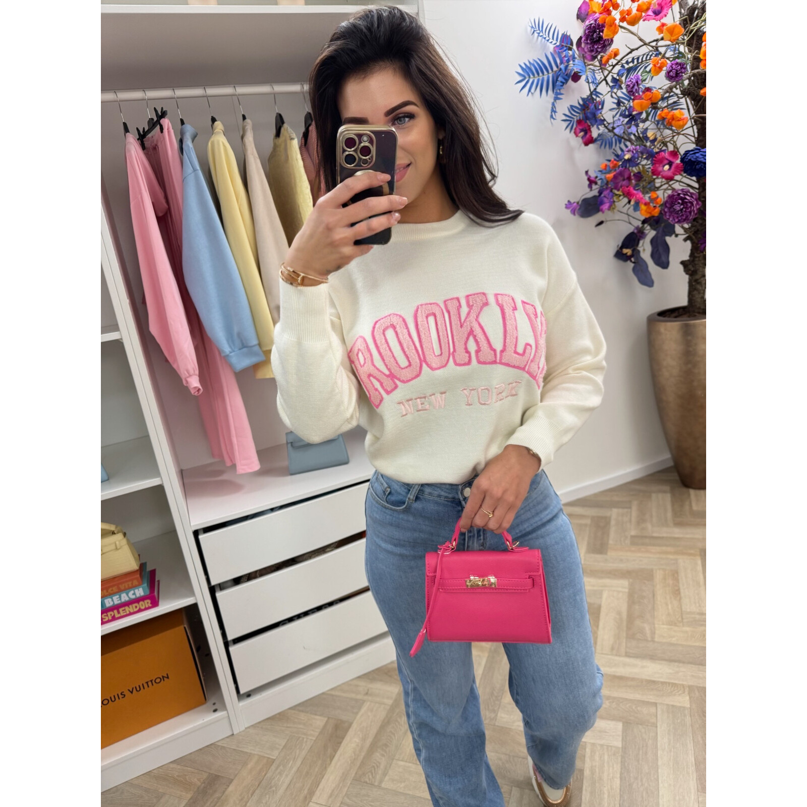 Sweater Teddy Brooklyn M1065 Beige/Pink