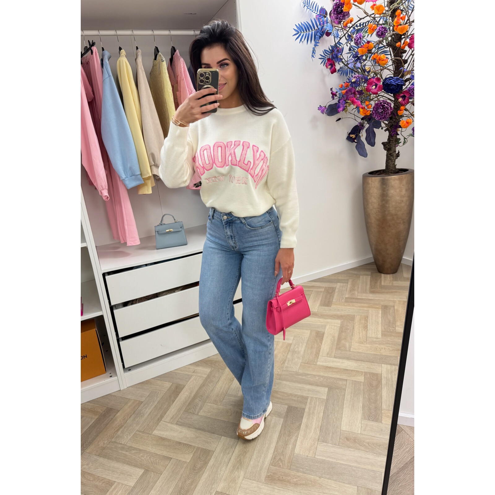 Sweater Teddy Brooklyn M1065 Beige/Pink