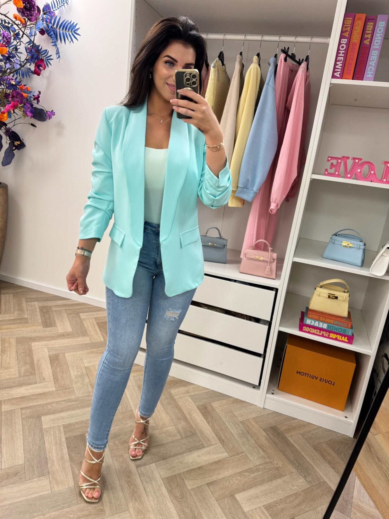 Blazer trendy smock Turquoise