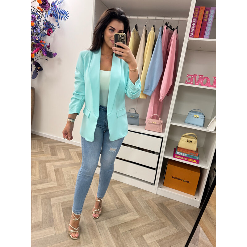 Blazer trendy smock Turquoise